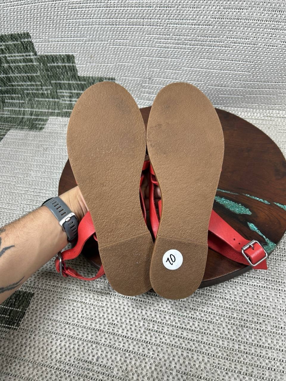 Madewell Sandals Womens Size 10 The Boardwalk Multistrap Bright Ember Leather