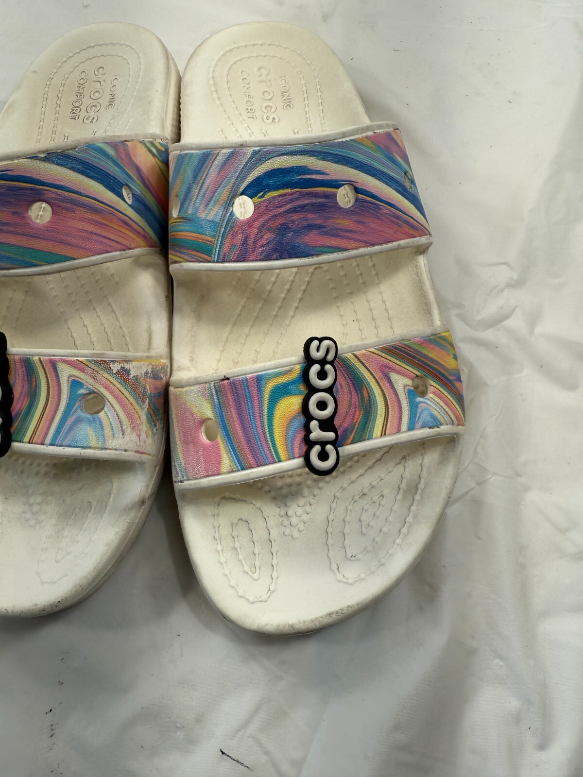 Crocs Sandals Womens Sz 9 Classic Out Of This World 207248-928 Multi/White Swirl