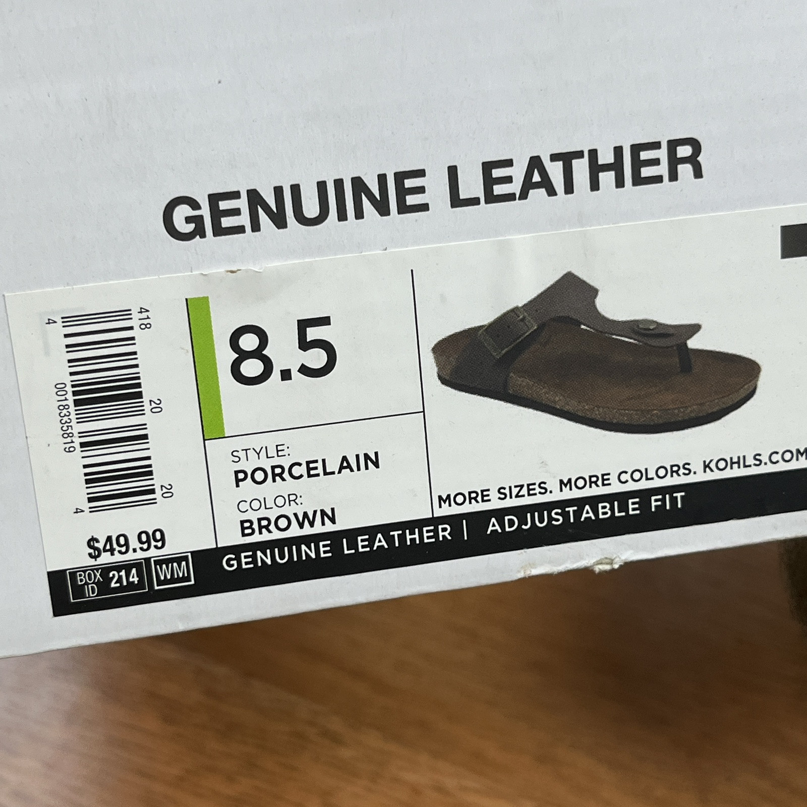 Sonoma Porcelain Leather Slides Sandals Brown Cork Women’s Size 8.5 NEW
