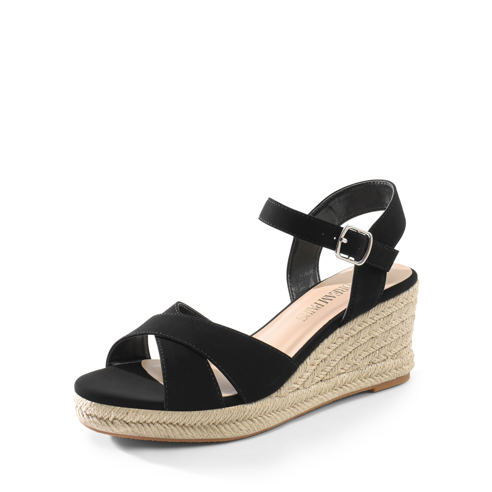 Women Espadrille Wedge Sandals Ankle Strap Open Toe Casual Dress Wedge Sandals