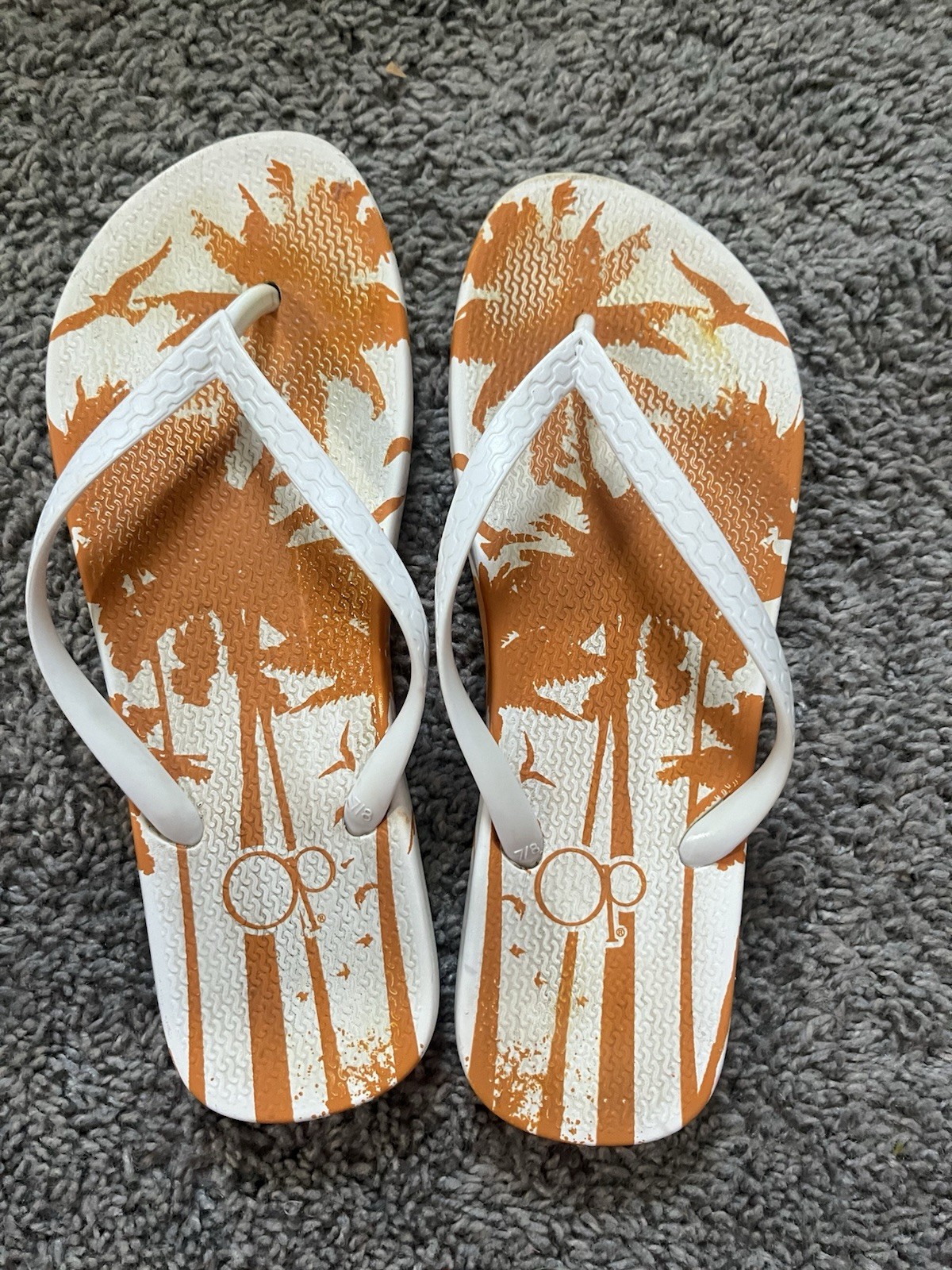 Ocean Pacific Women’s Palm Flip-Flops, Yellow Beach Sandals US Size 7/8