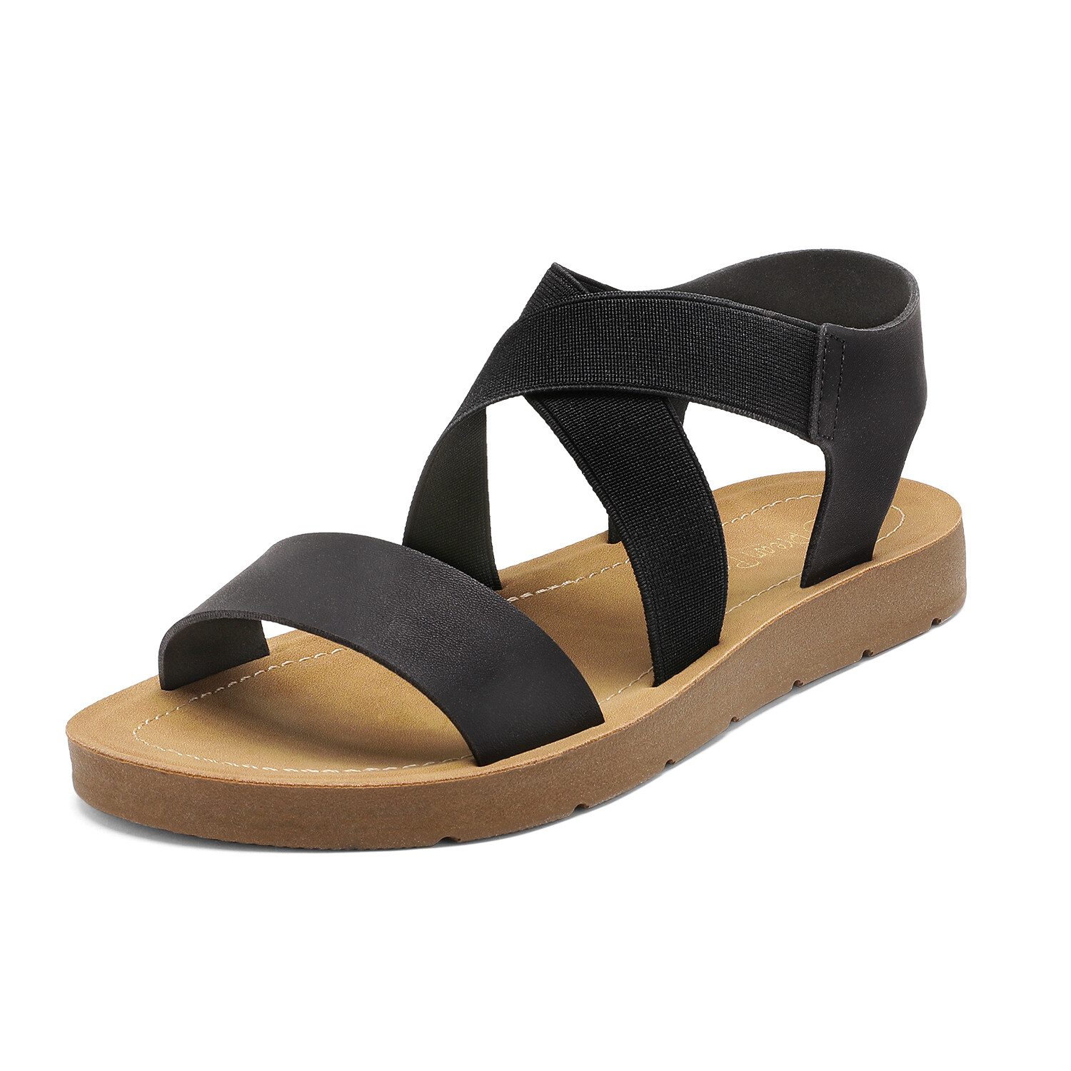 Women Elastic Ankle Strap Flat Sandals Pull On Beach Summer Casual Dress Shoes