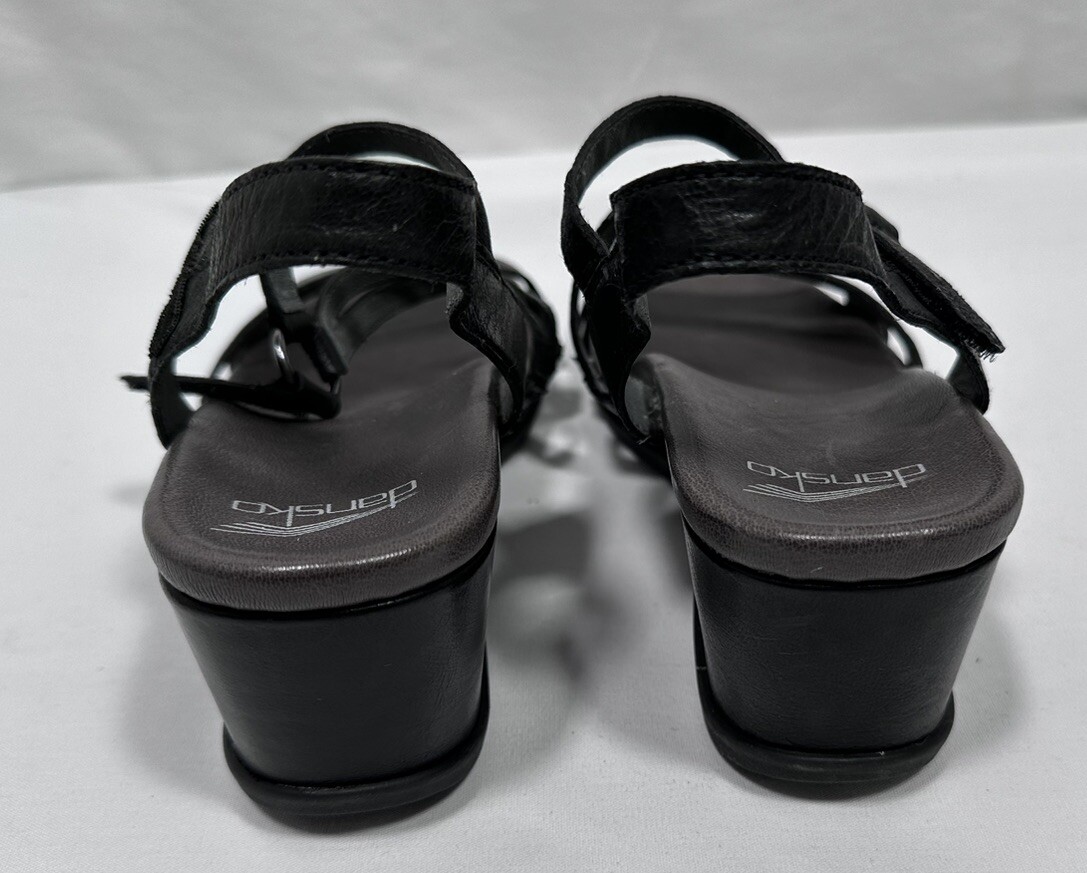 Dansko Women Shoes Sandals Wedges EU 41/ US 10-10.5 Strappy Leather Black $175