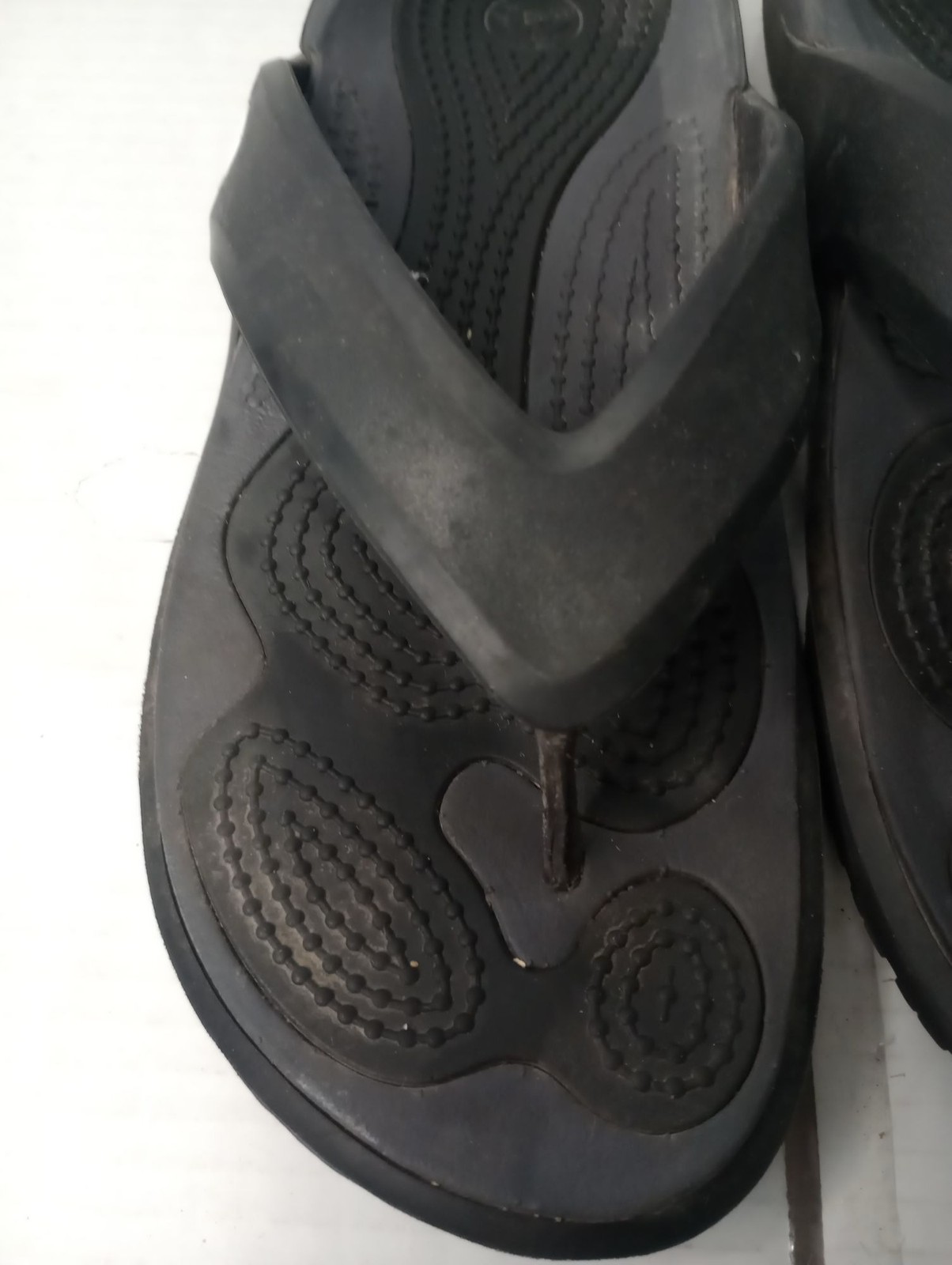 Crocs Black Flip Flops Sandals With Textured Insoles Size Unknown