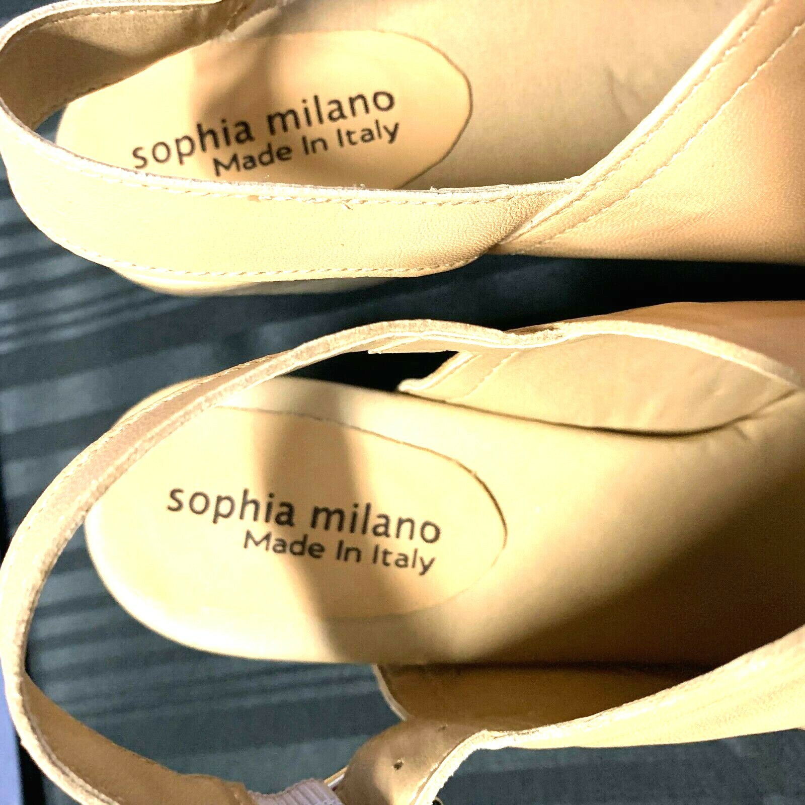 Sophia Milano tan peep toe sandals (Made in Italy)