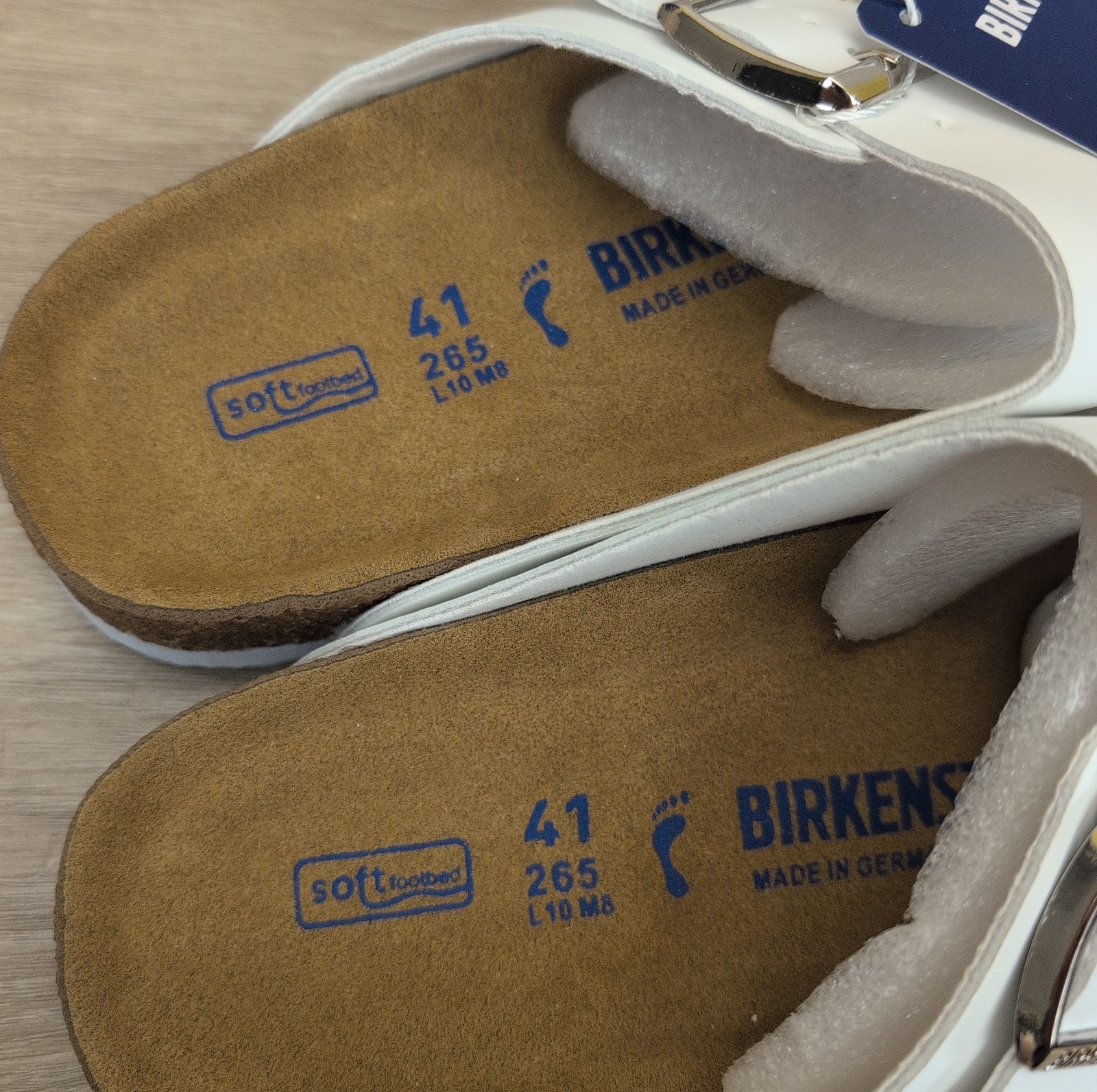 Birkenstock Arizona BS Sandals Womens Size 8 Narrow White Leather Slip On New