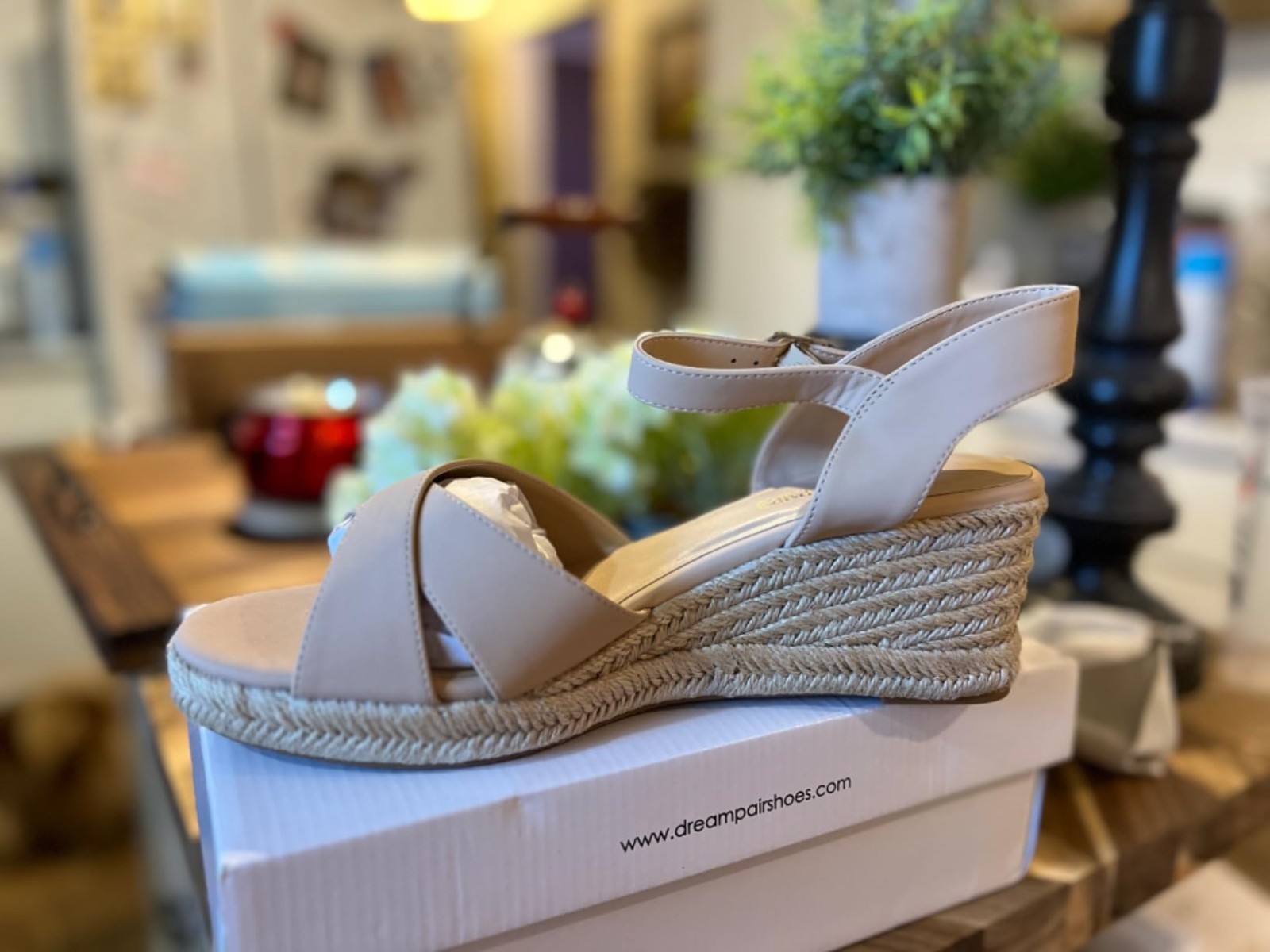 Espadrille Wedge Sandals Nude Ankle Strap Open Toe Casual Dress Wedge Sandals