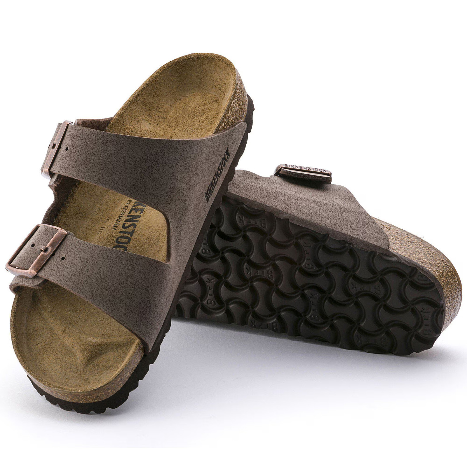 Birkenstock Arizona Soft Footbed Birkibuc Unisex Sandals -Stone Mocha Black Blue