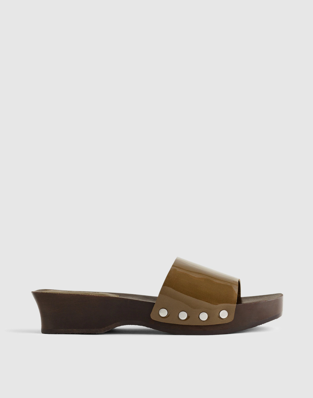 Madewell The Callen Clog Sandal Safari Khaki Patent Leather Women’s US 8M OA579