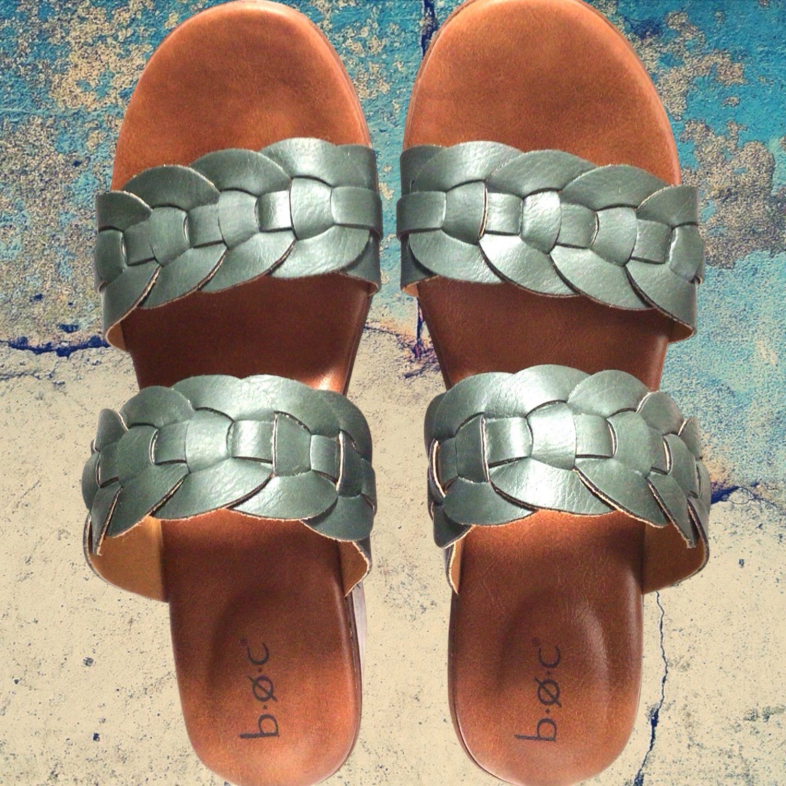 b.ø.c. Born Concepts Women’s Braided Sandals(8M)Deep Denim Blue Block Heel 44.99