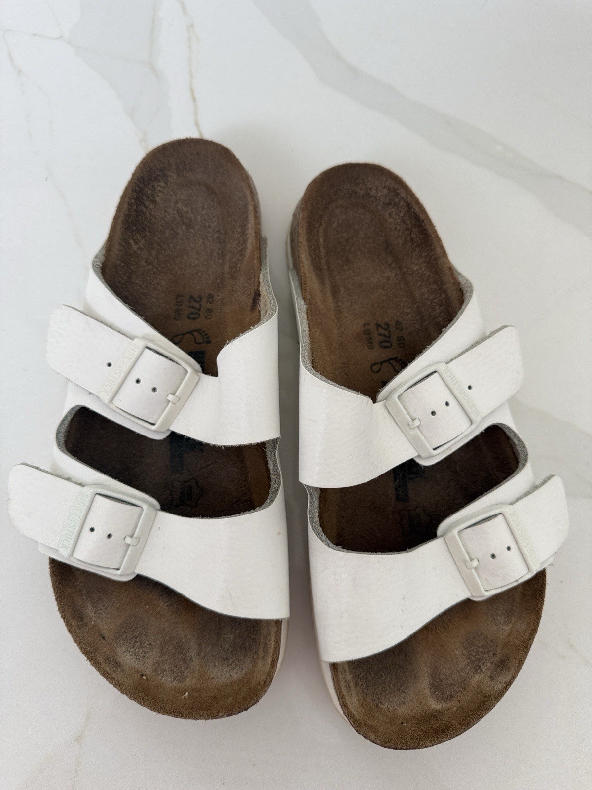 Birkenstock Arizona Supergrip White Leather Sandals 11 42 R
