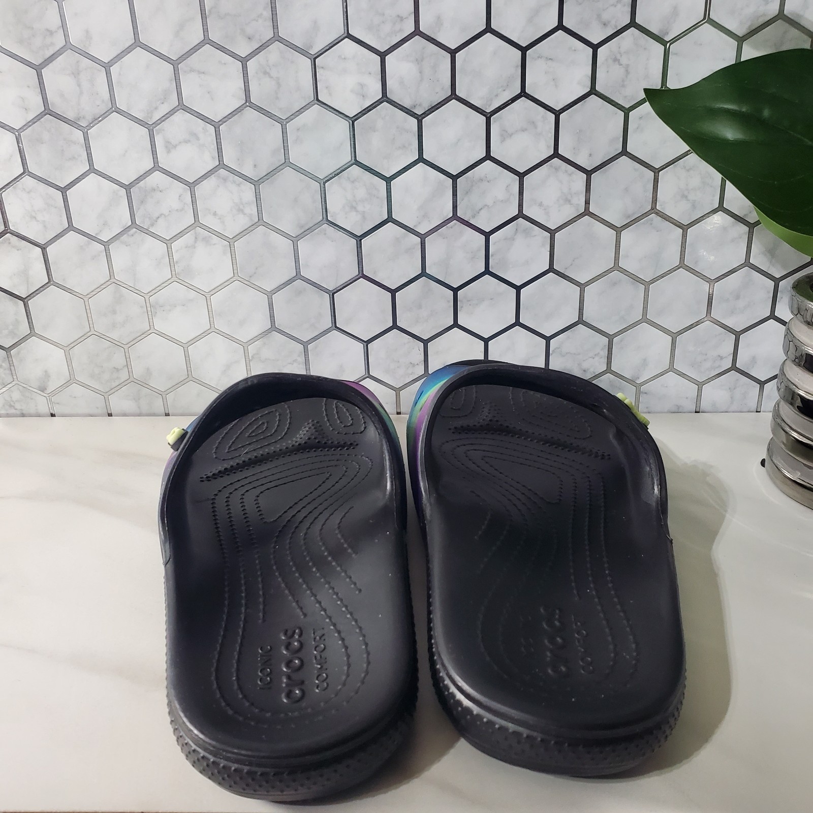 Crocs Classic Out Of This World Glow In The Dark Slide Sandals Women 11 Men 9