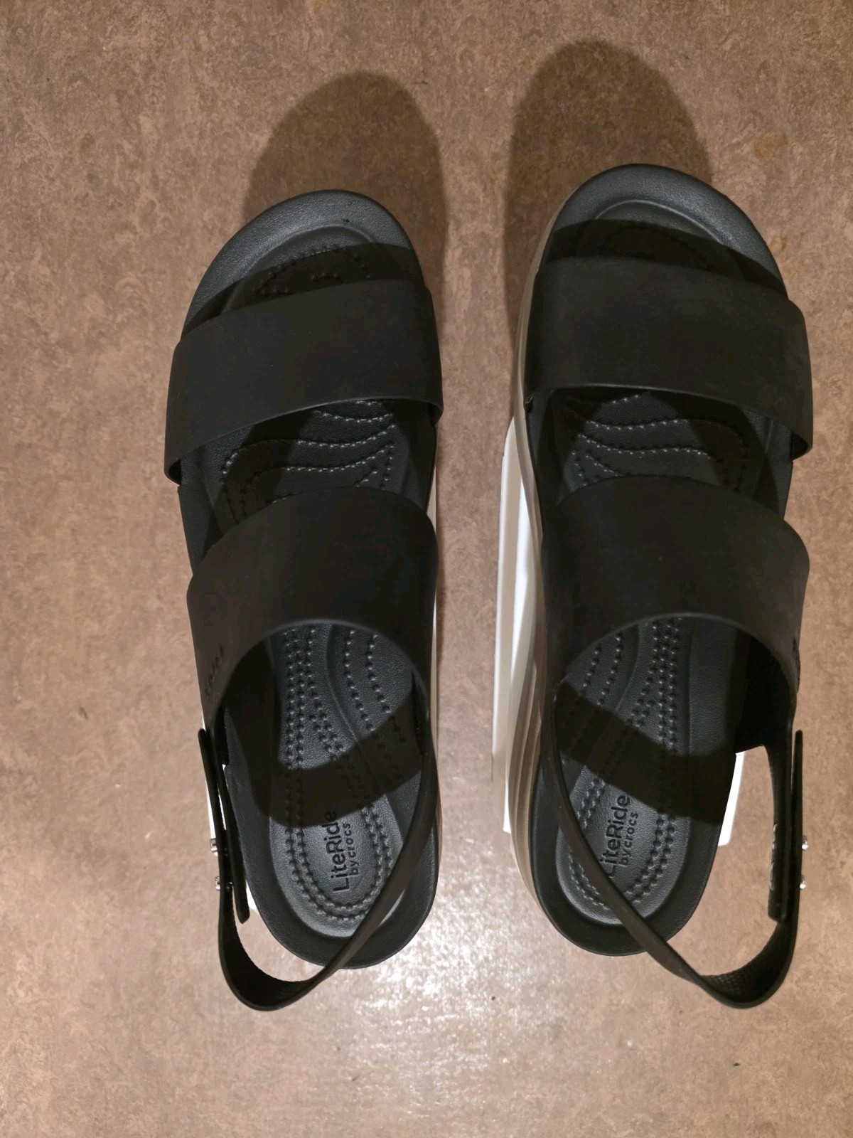Crocs Brooklyn Low Wedge Sandals Womens Size 10 Black Strappy Comfort Platform
