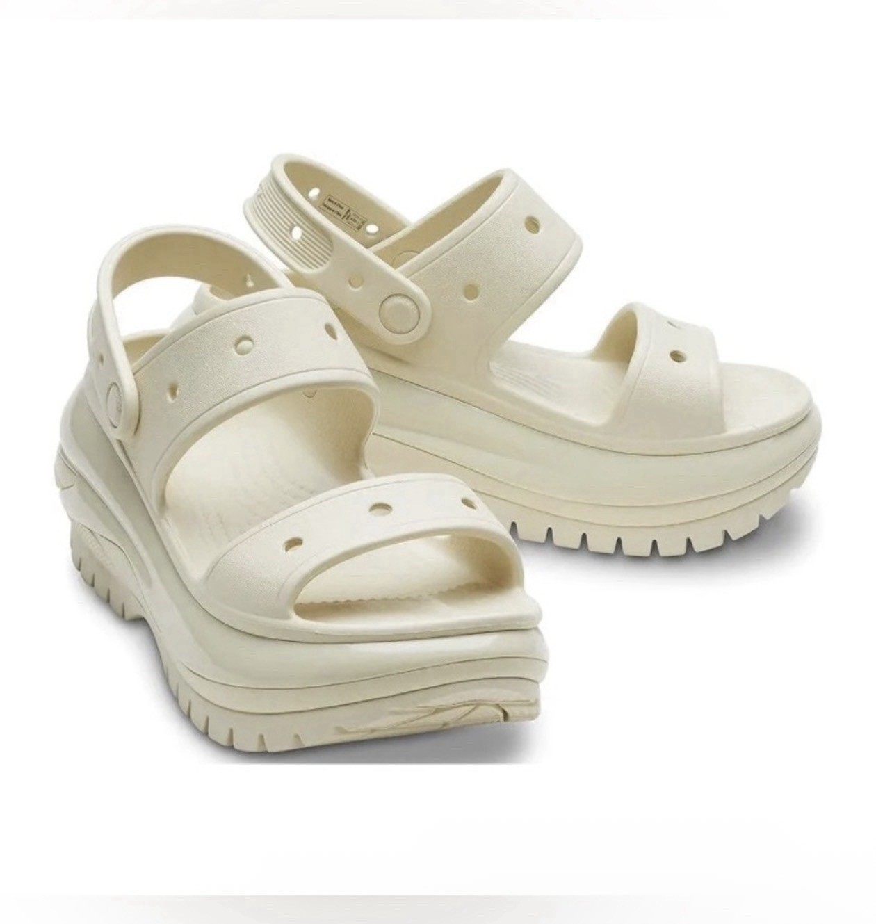 Crocs Platform Mega Crush Bone Clog Sandals Men 6 Women 8 Clean Used Rare