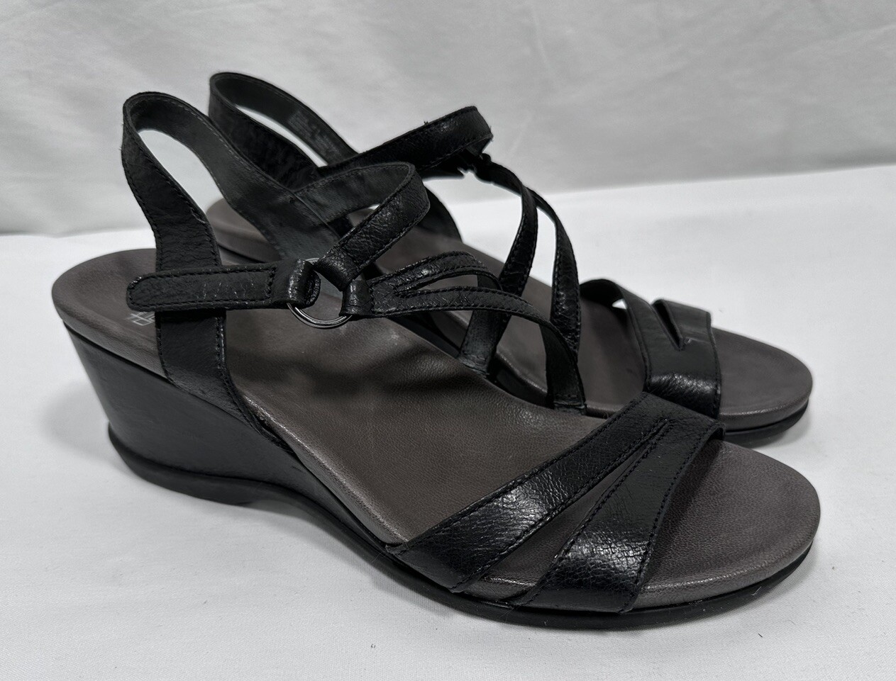 Dansko Women Shoes Sandals Wedges EU 41/ US 10-10.5 Strappy Leather Black $175
