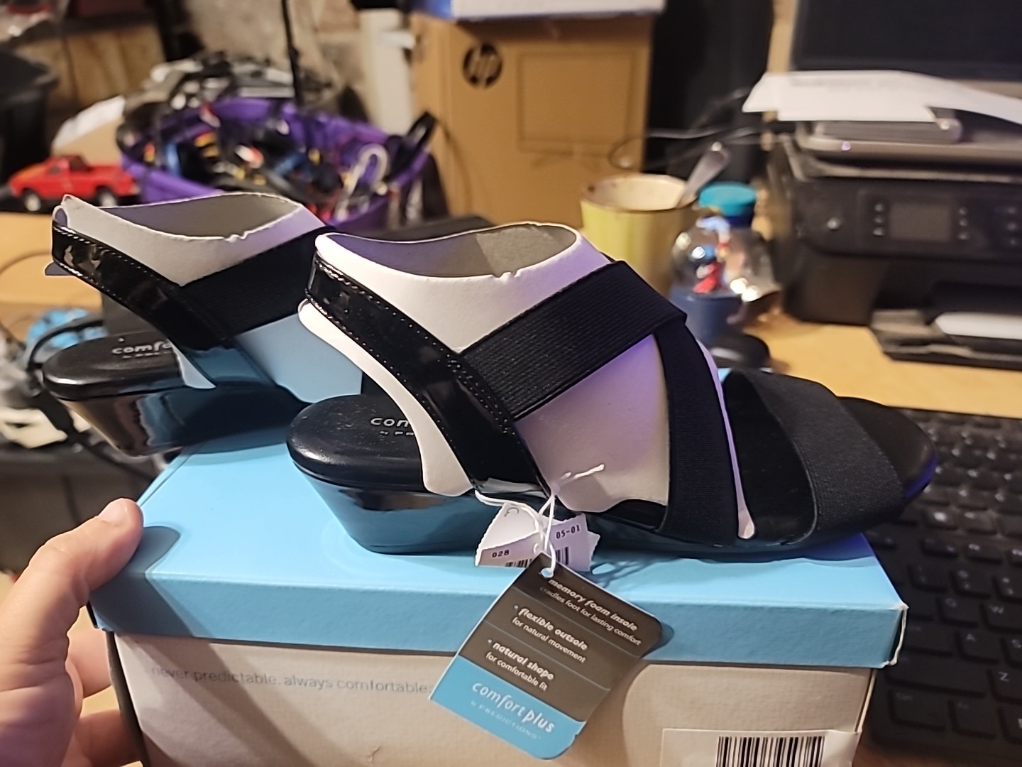 Comfort Plus by Predictions Margo Black Elastic Strap Sandals Women’s Size 6.5