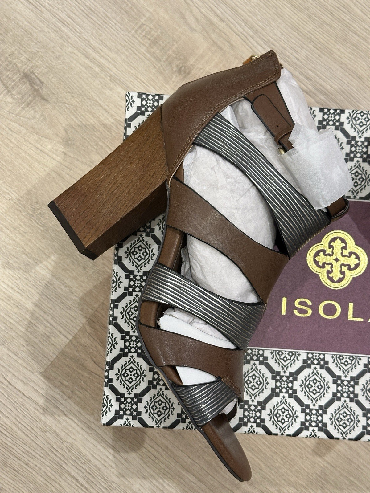 *RARE* Isola “Carlota Copper” Two-Toned Block Heeled Sandals – Women Size: 8.5