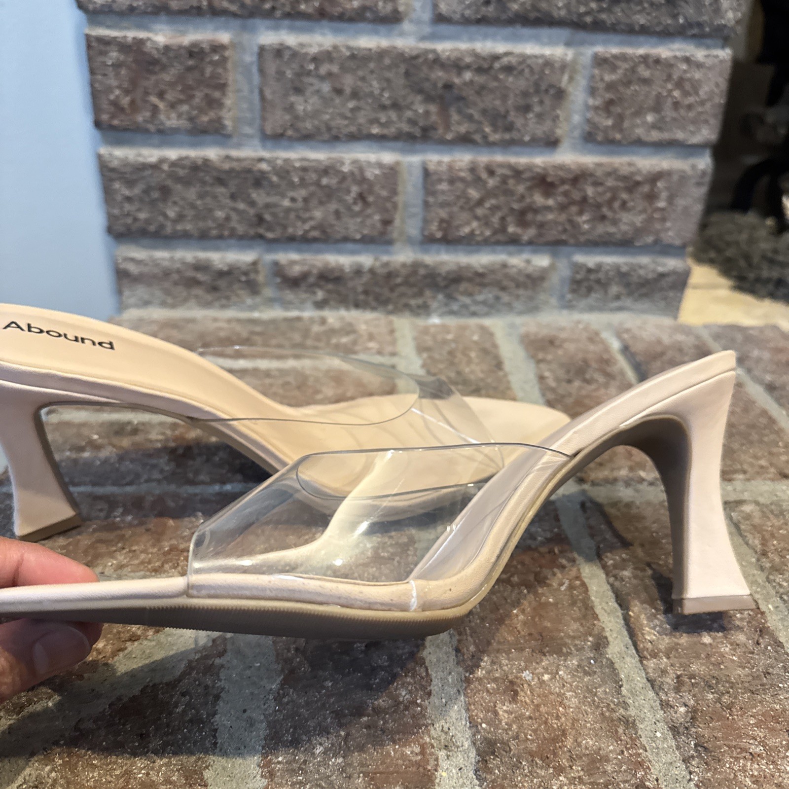 Abound Alana Block Heel Slide Sandals Open Toe Women’s Clear BeigeCream Size 10M