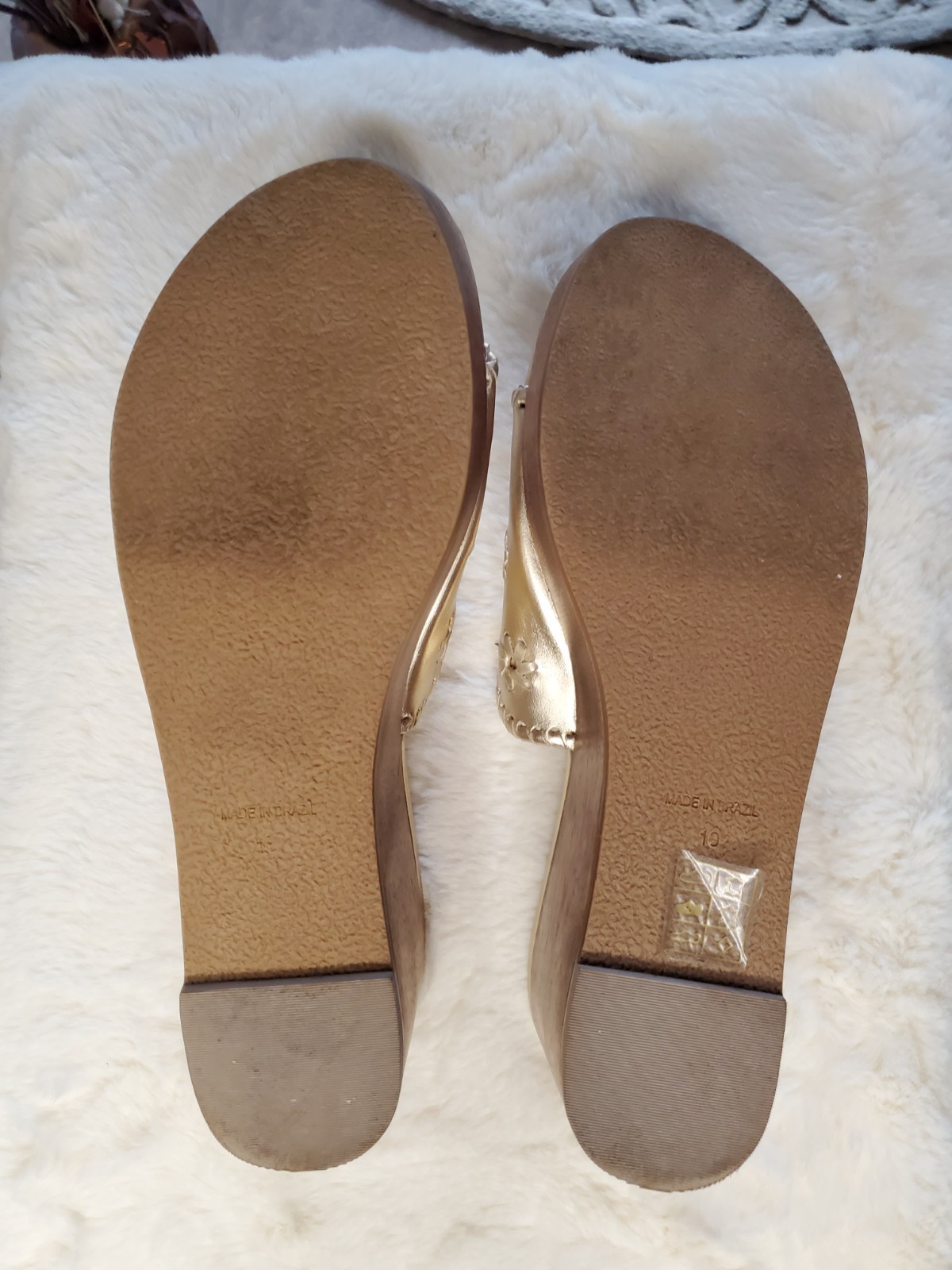 Jack Rogers Wells Wedge Slide Platinum Gold