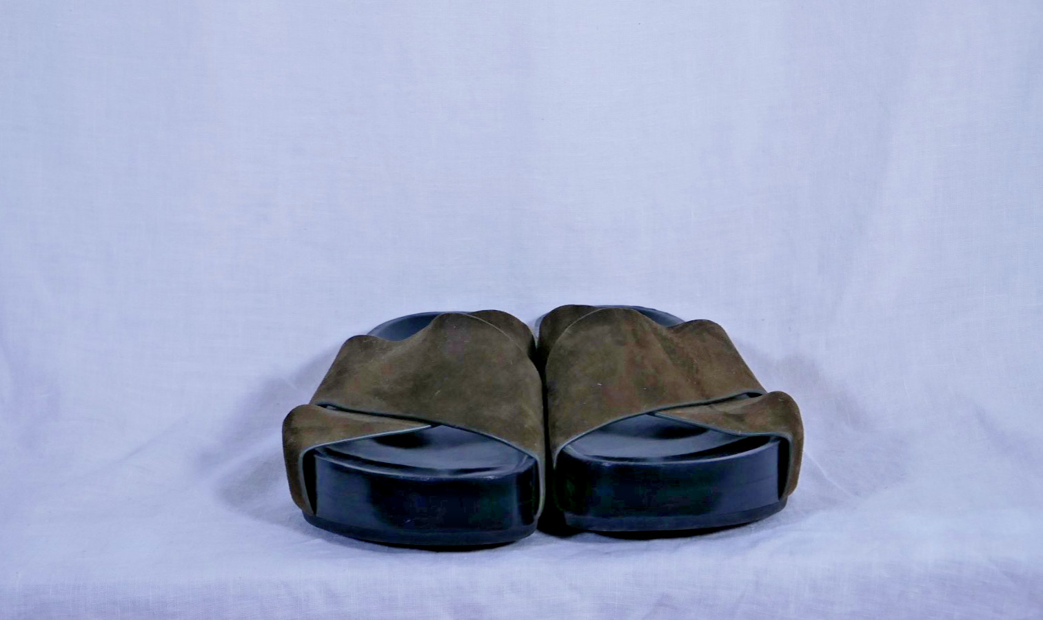 CO Natural Leather Suede Crossover Slides Size 37.5