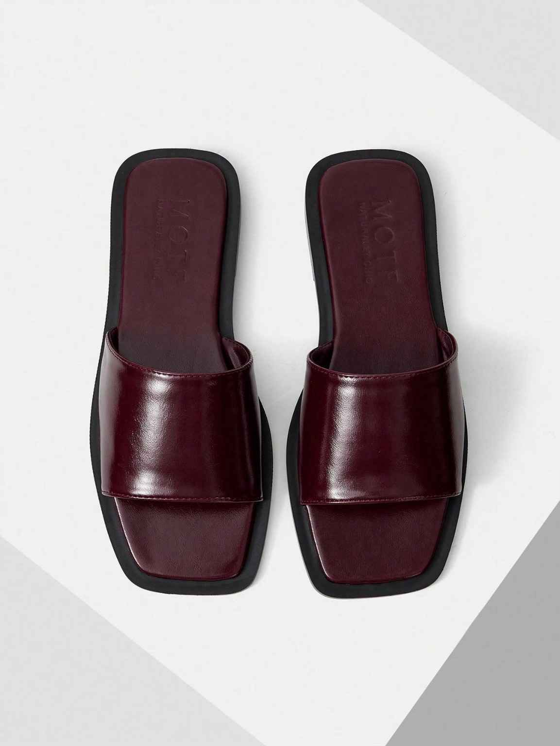Women Flat Slide Sandals Open Toe Minimalist Square Toe Summer Shoes