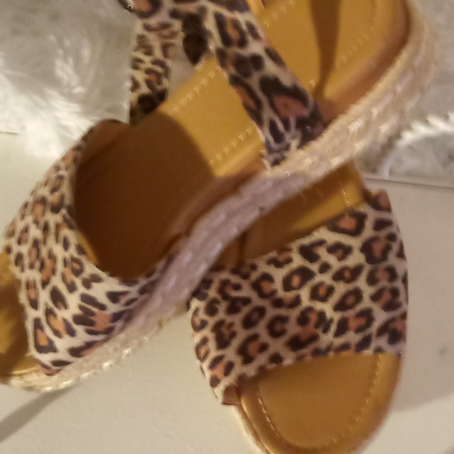 Women’s Leopard Print Rope Espadrille Wedge Sandals Strappy Open-Toe 11