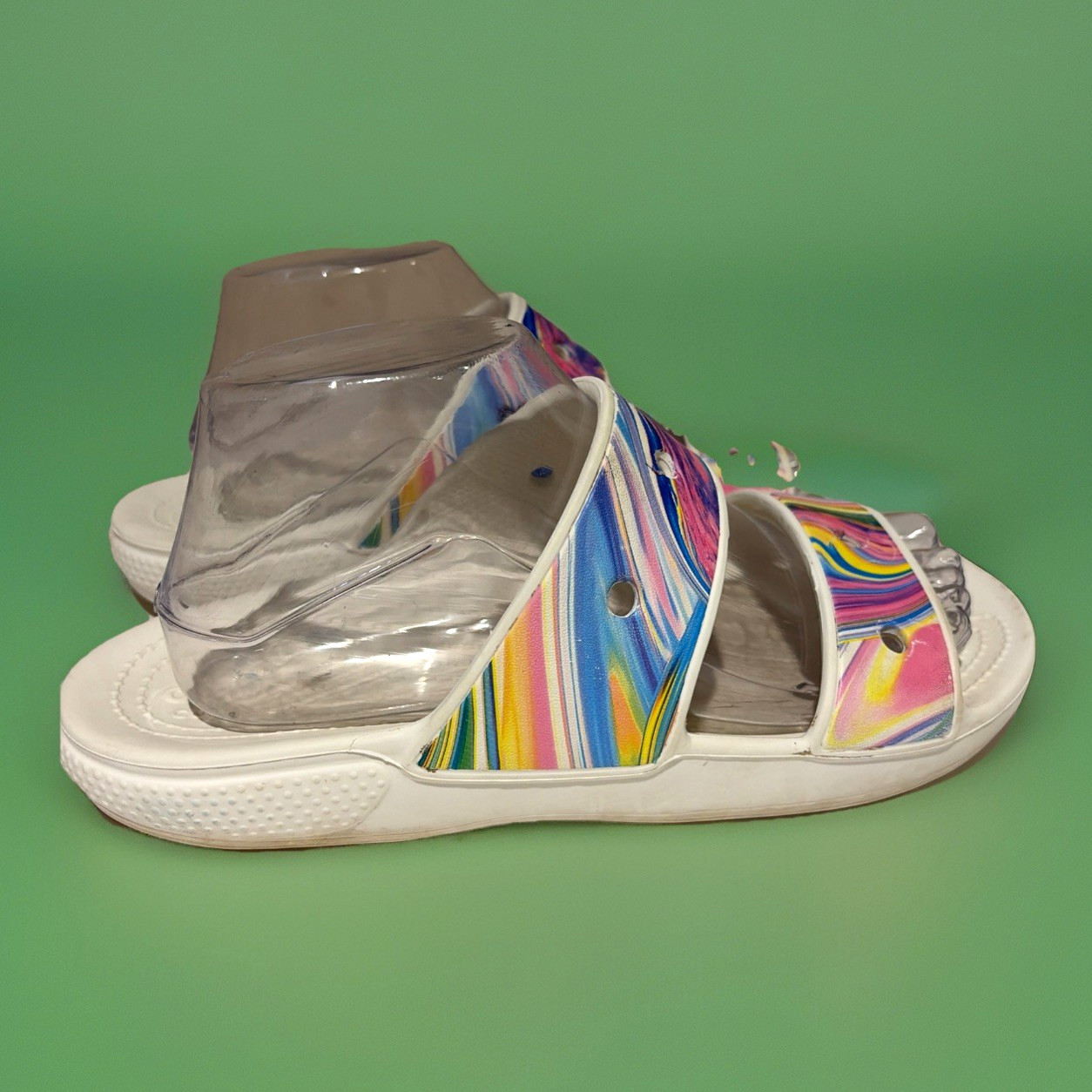 Crocs Comfort Out of this World Pastel Rainbow Sandals 9W, 7M Charms Iconic