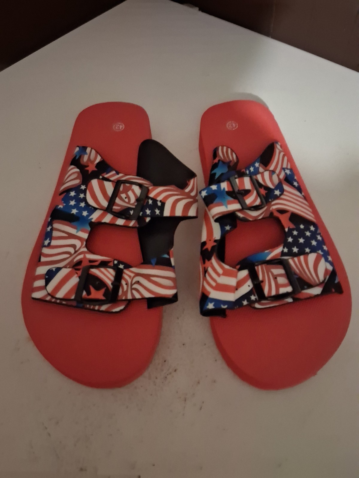 Women’s Flip Flop – Red, White And Blue. Size 10. New Without Tags.