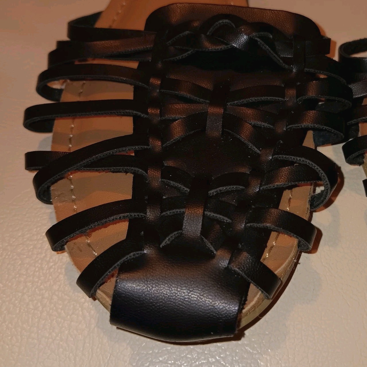 Steve Madden Black Woven Sandal Flats Spring Summer Boho Cute Classic Sz 9.5