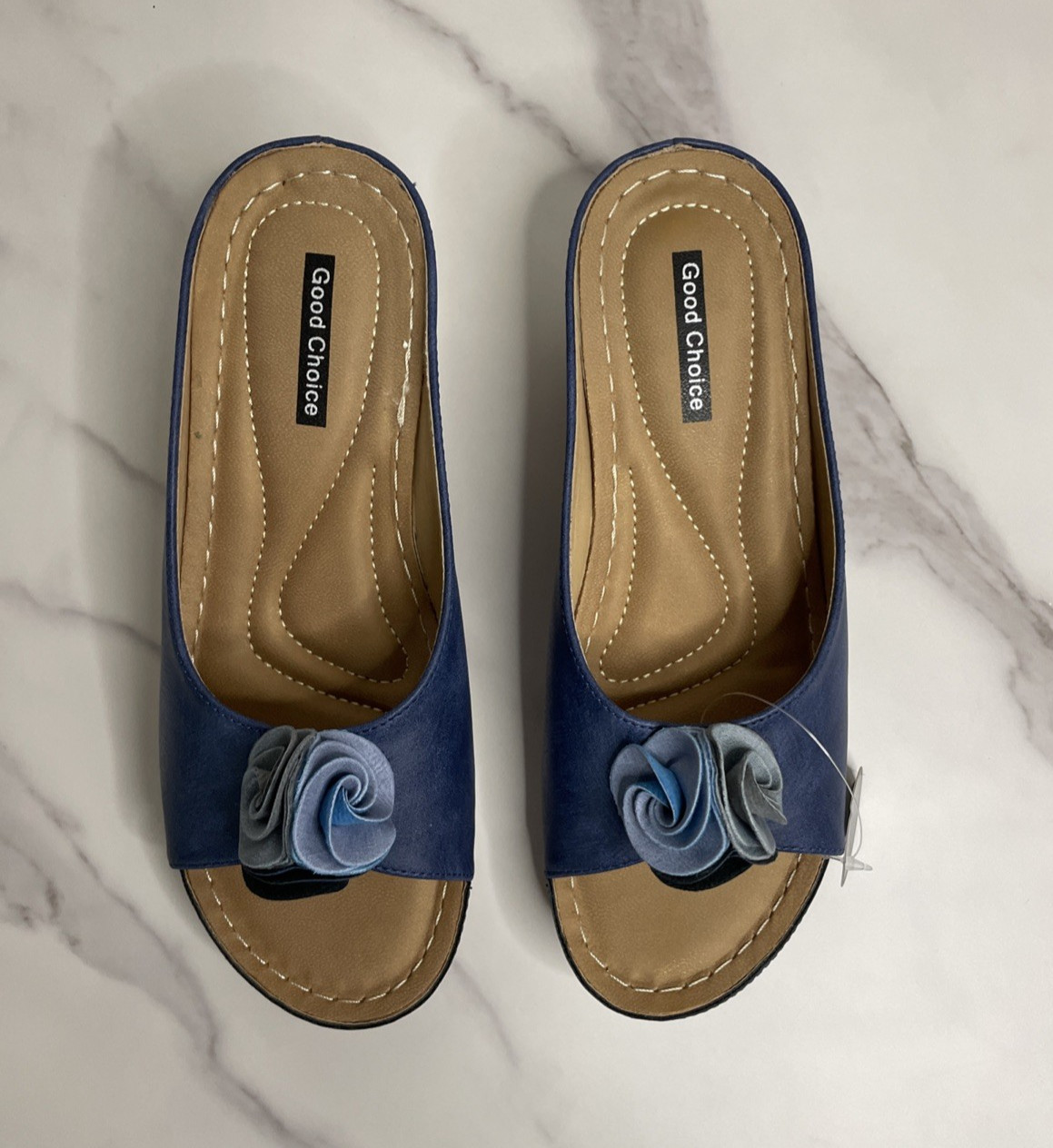 GOOD CHOICE SYDNEY Navy Wedge Sandal Women’s Shoes 7 New