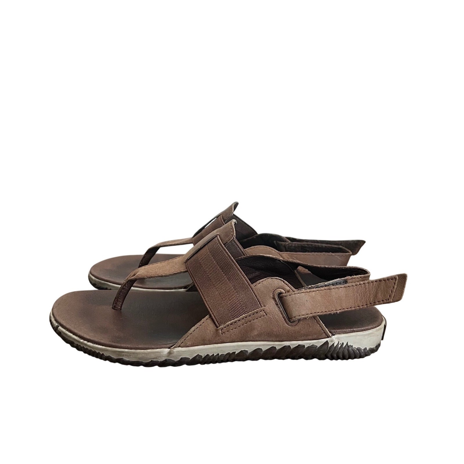 Sorel Ella Sandal Womens 8.5 Brown Leather Slingback Thong Flat Casual Travel
