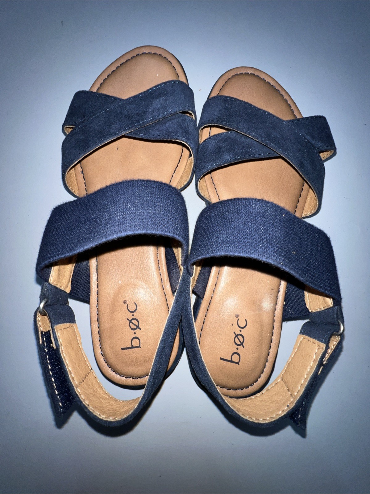B.O.C Caty Sandal Women’s Size 7 M Navy Blue Suede Fabric Boho Summer Stretch