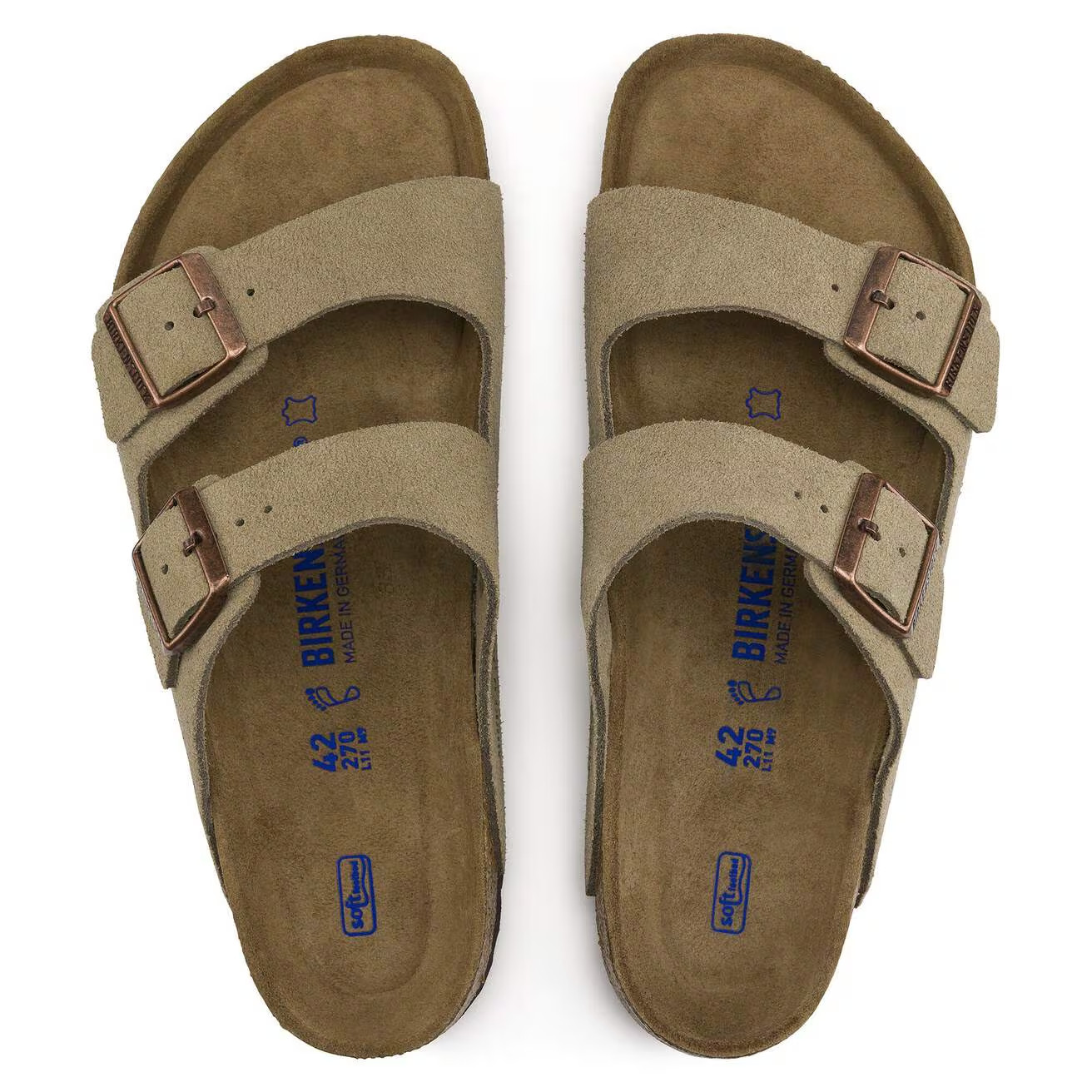 Birkenstock Arizona Taupe Soft Footbed Suede Sandals Unisex Select Width Size