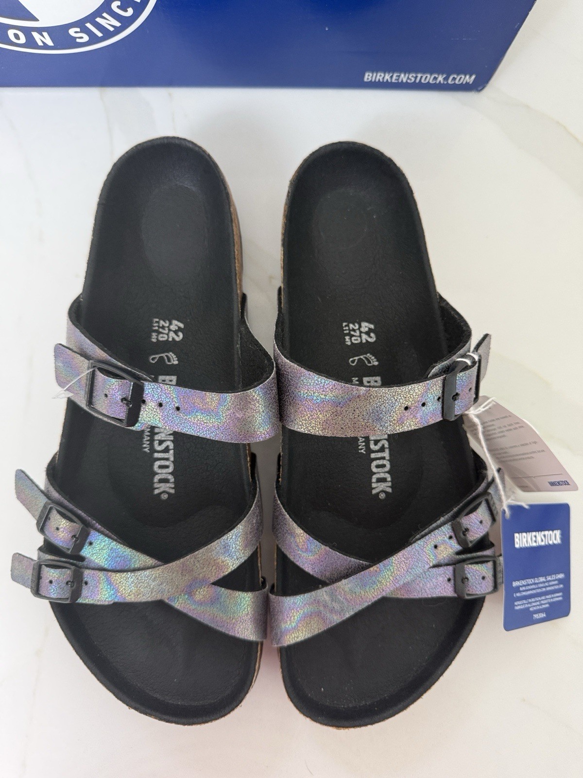 Birkenstock Franca Sandal In Iridescent Black Vegan Size 11 42 R