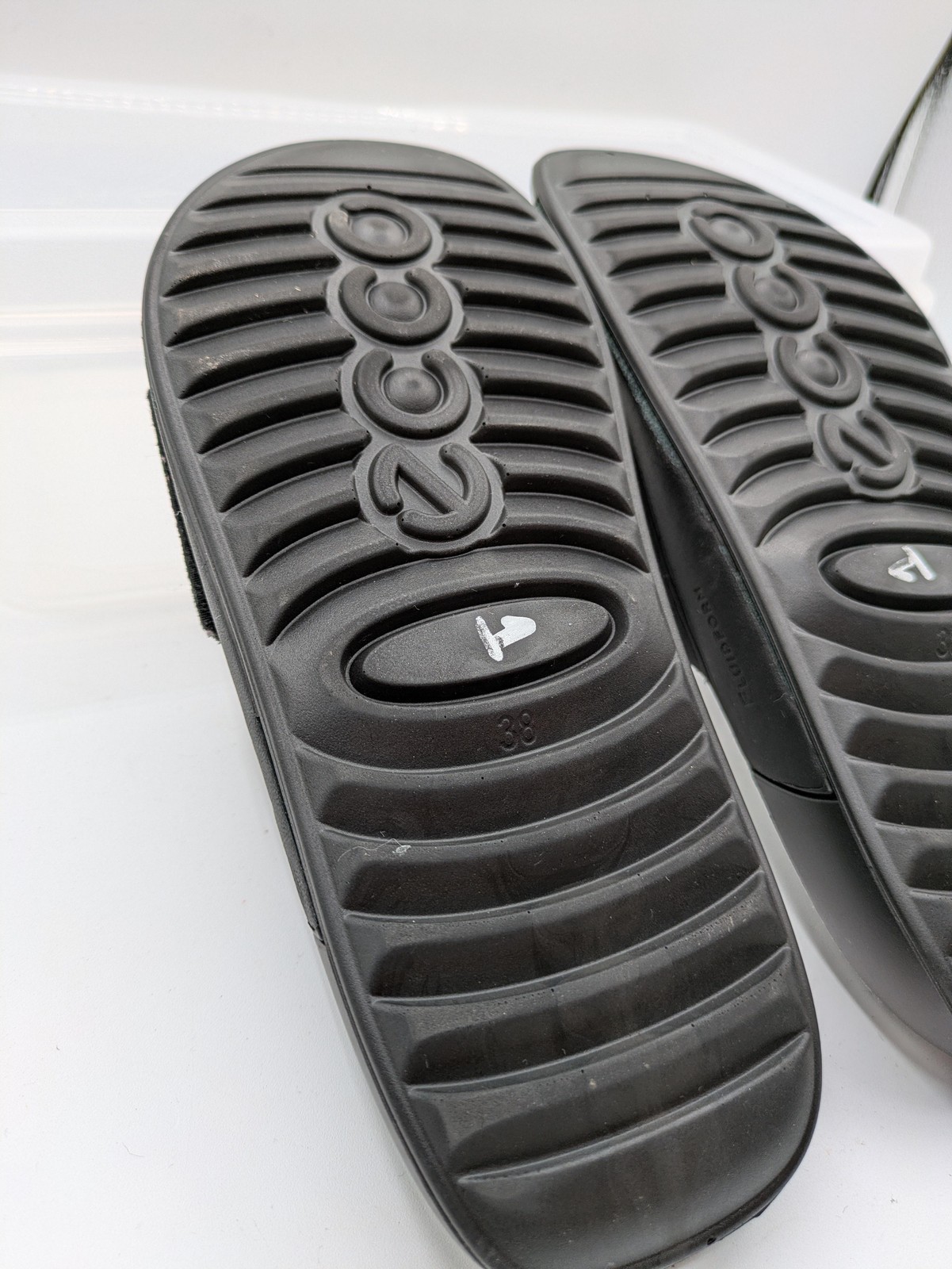 ECCO Fluidform Slides Shoes Womens Size 7.5 Black Adjustable Sandals Casual