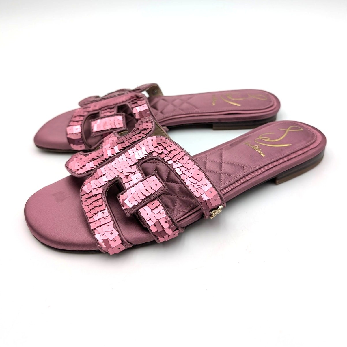 Sam Edelman Bay Glamour Flat Sandals Women’s Elderberry Fabric Size US7M EU37