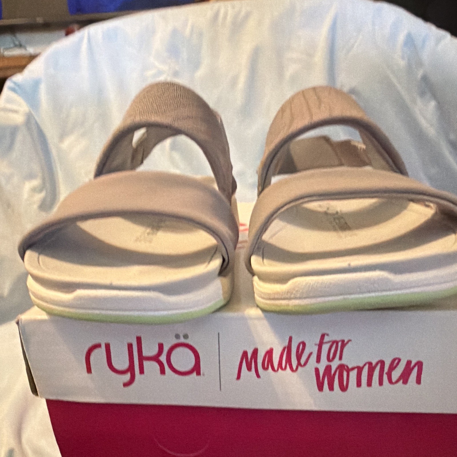 Ryka Gray Nylon Strappy Sandals Hook & Loop Adjustable Women’s US 6 Logo