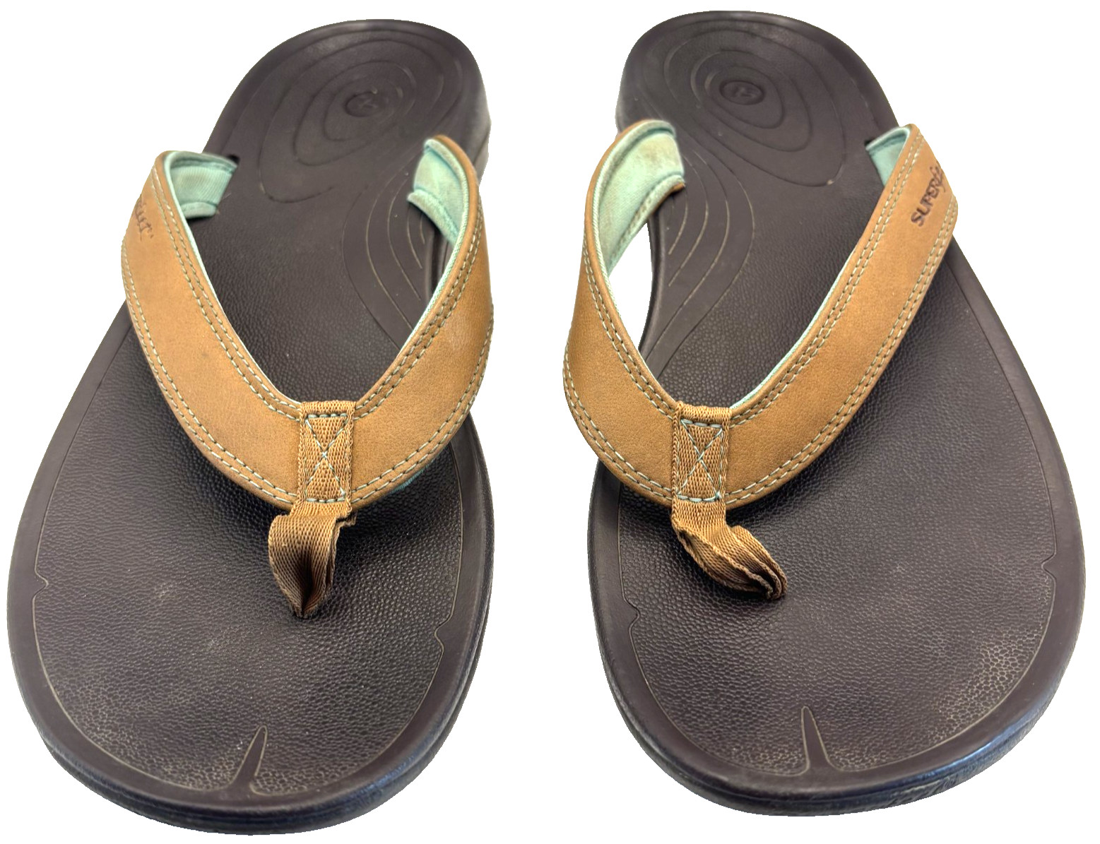 Superfeet Comfort Thong Flip Flop Sandals Brown Arch Support Size Unknown
