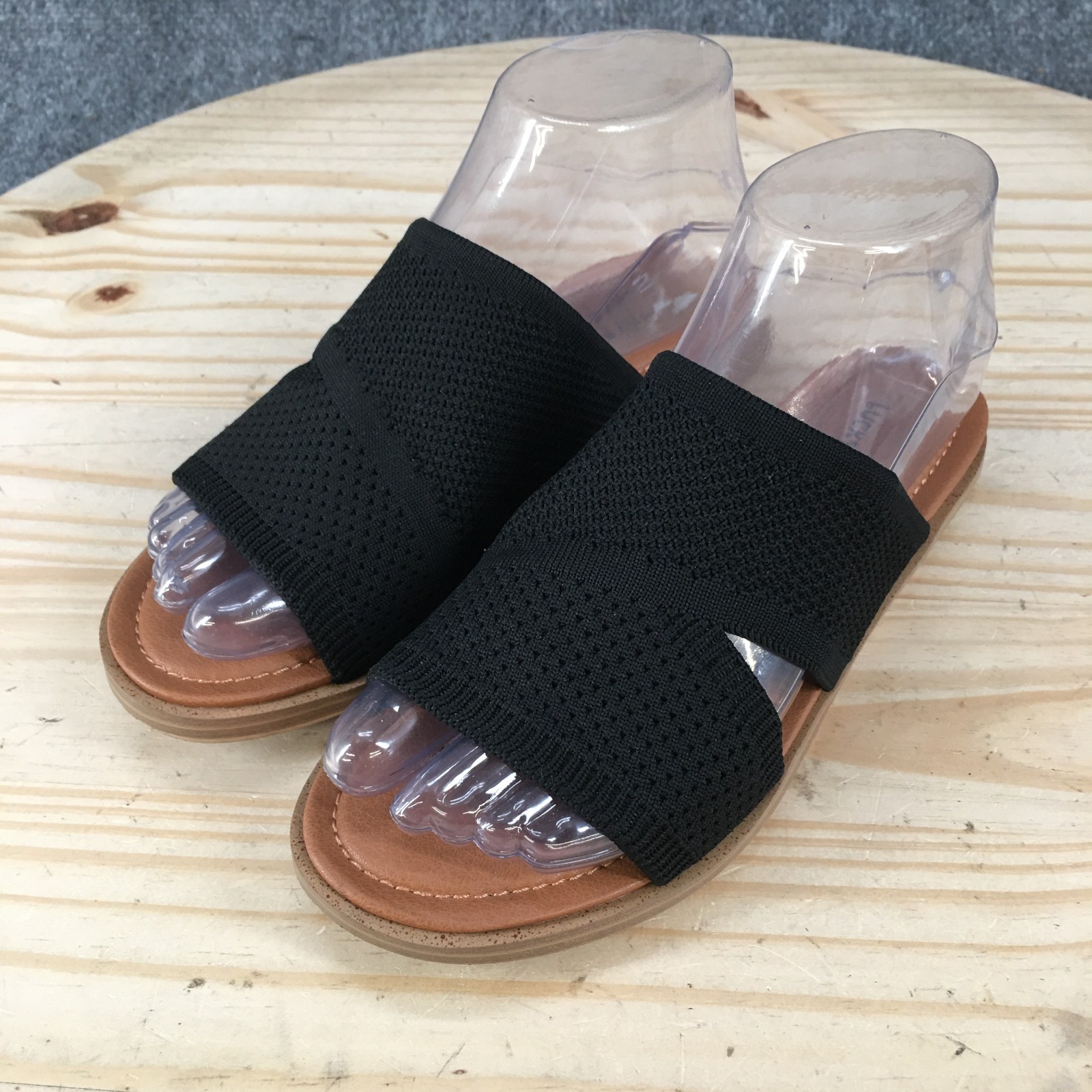 Lucky Brand Nekoda Sandals Womens 6.5 M Casual Slip On Flat Slide Black Fabric