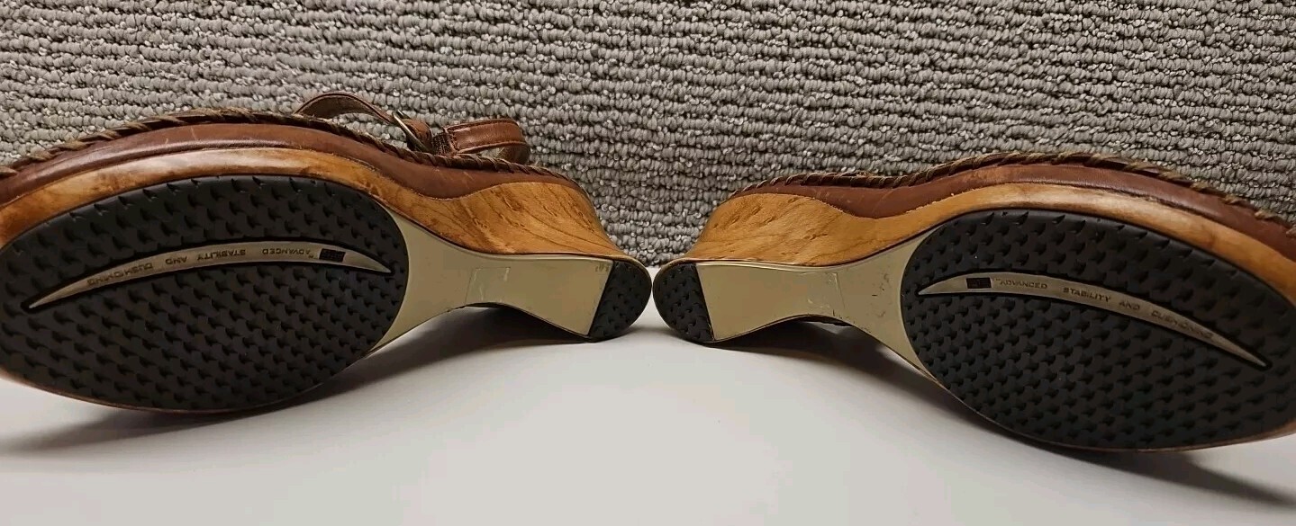 Ariat Brown Leather Open Toe Wedge Heel Strap Sandals Womens 8.5B UK 6M Cushion