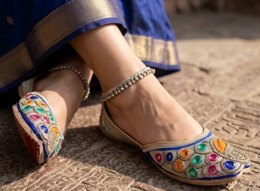 Jutties Shoes Punjabi Indian Women Flats Flat Womens Slip Leather US 6-9