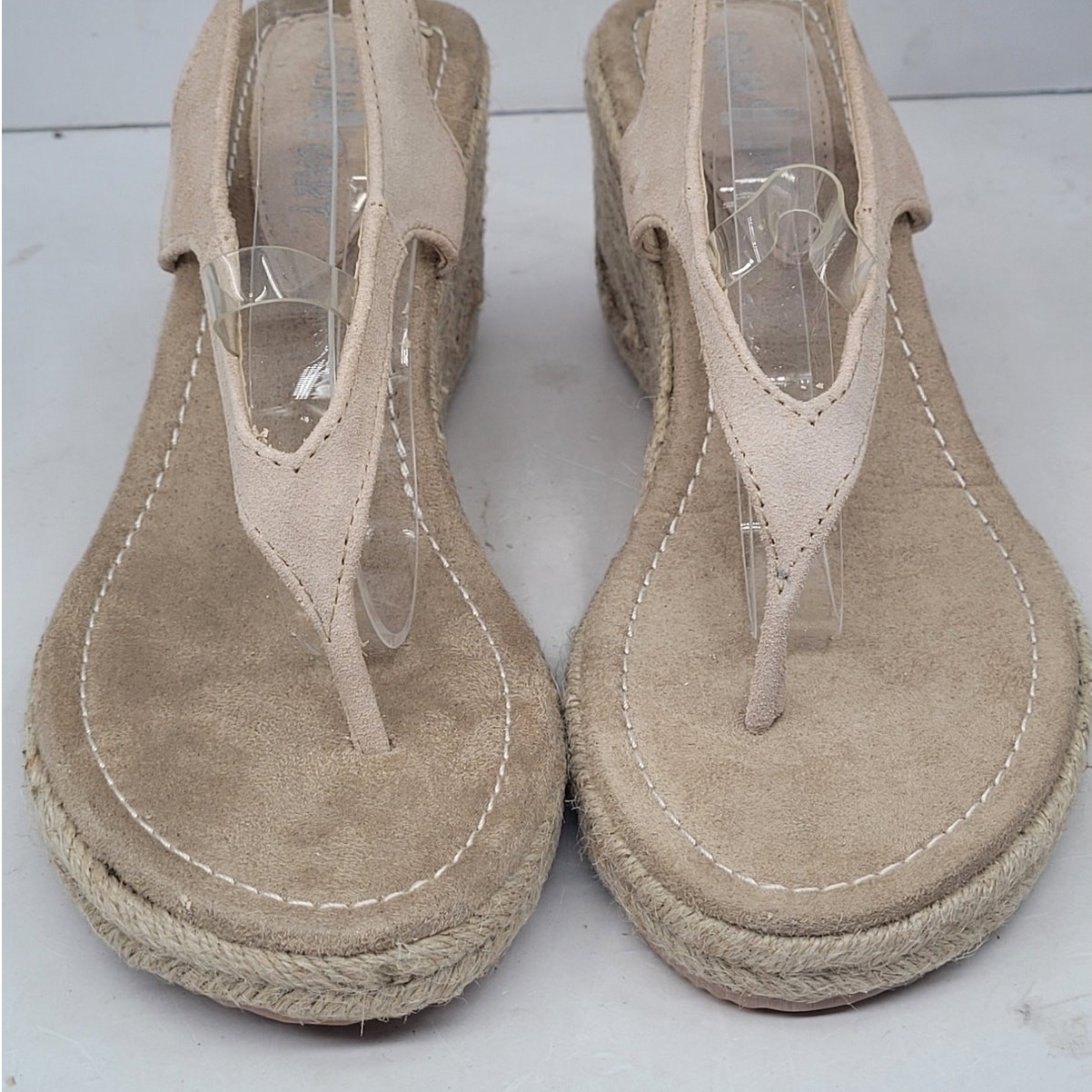 Colin Stuart Off White Slingback Espadrille Wedge Sandals Jute Rope Heel Shoes