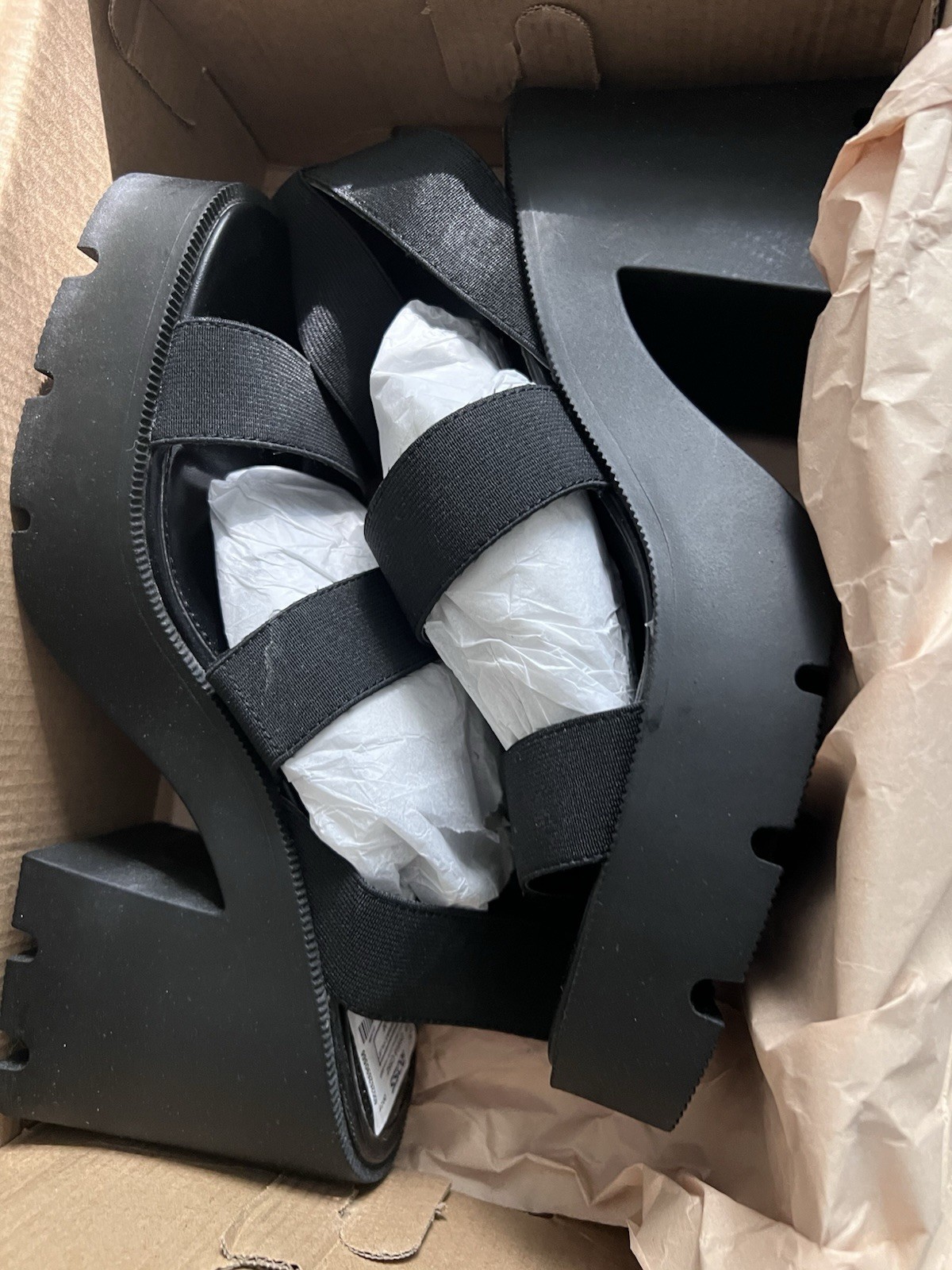 Madden Girl by Steve Madden Sandals Shoes 4″ Heel 1.25″ Platform Black Sz 9.5
