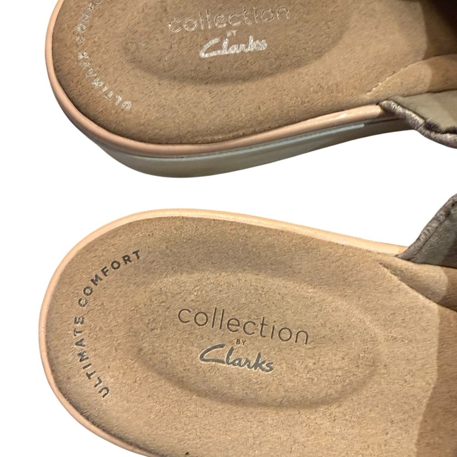 Clarks Collection Women’s Size 10 Light Bronze Metallic Slide Sandals