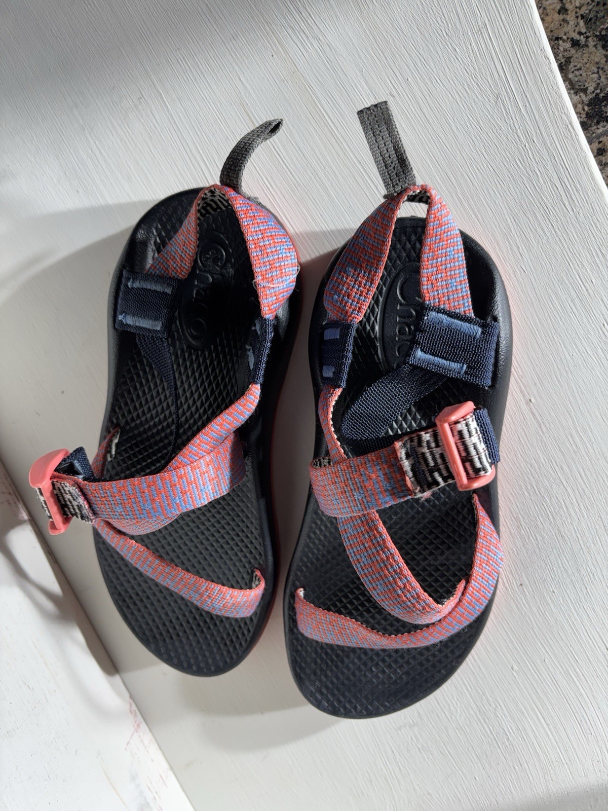 Chaco Junior Size 3 Ecothread Sandals Orange And Blue
