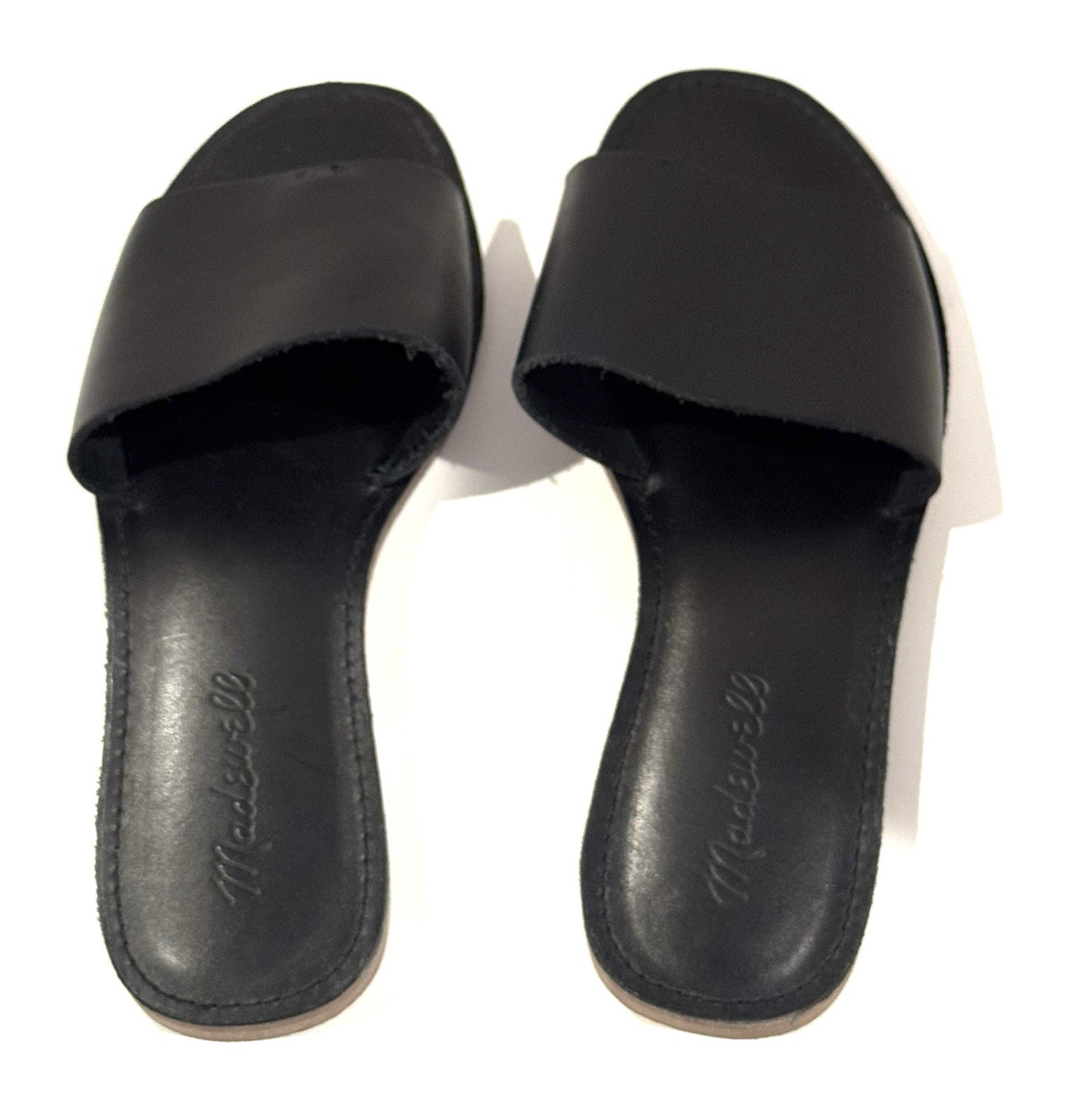 Madewell Black Sandals BOARDWALK Post Slide Leather Women’s Shoes Size 6 US NEW!