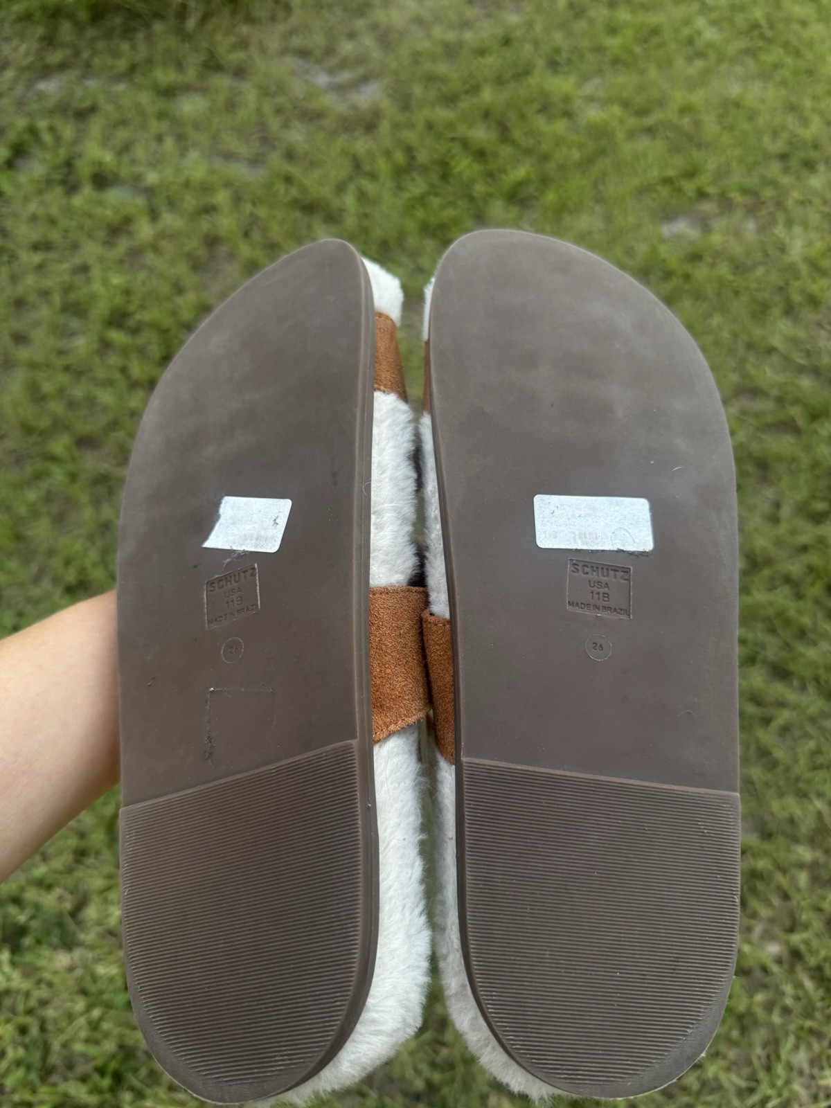 Schutz Enola Weekend Sporty Cow Suede Sandal Slides 11 B Shearling Women’s Shoes