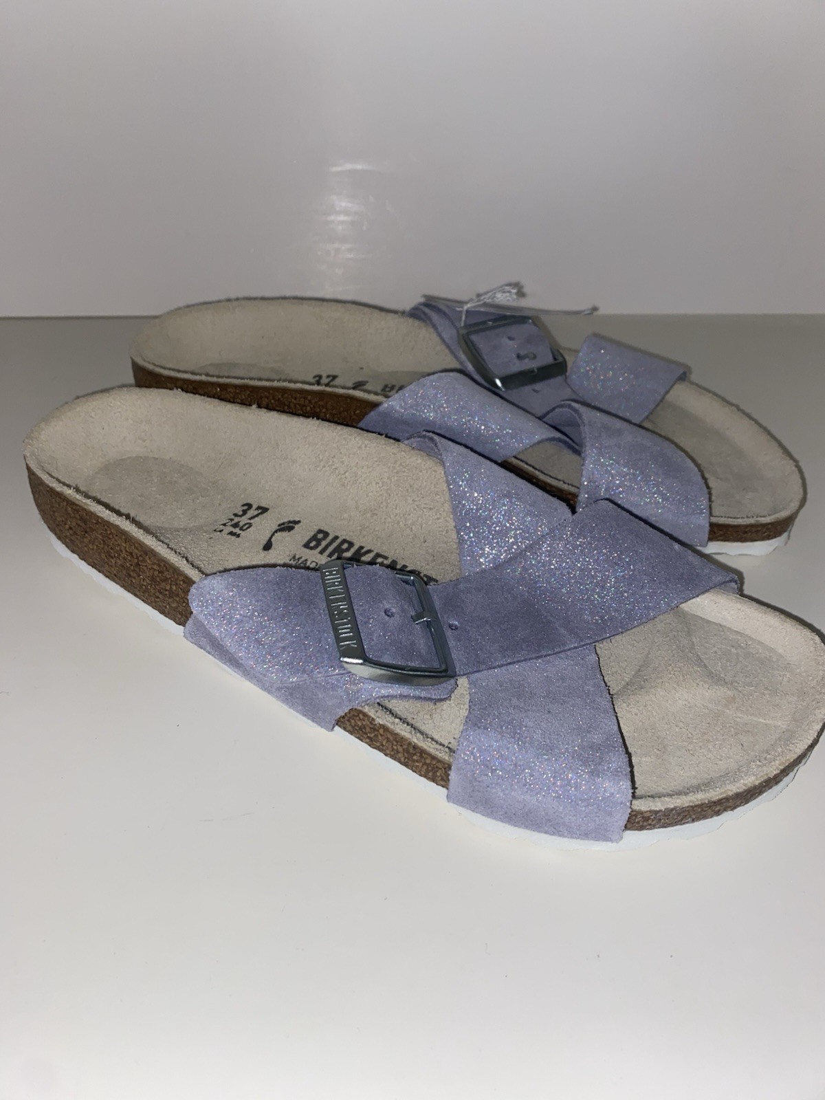 Brand New BIRKENSTOCK Siena Shimmery Purple Fog Suede Leather Sz 37 – with tags