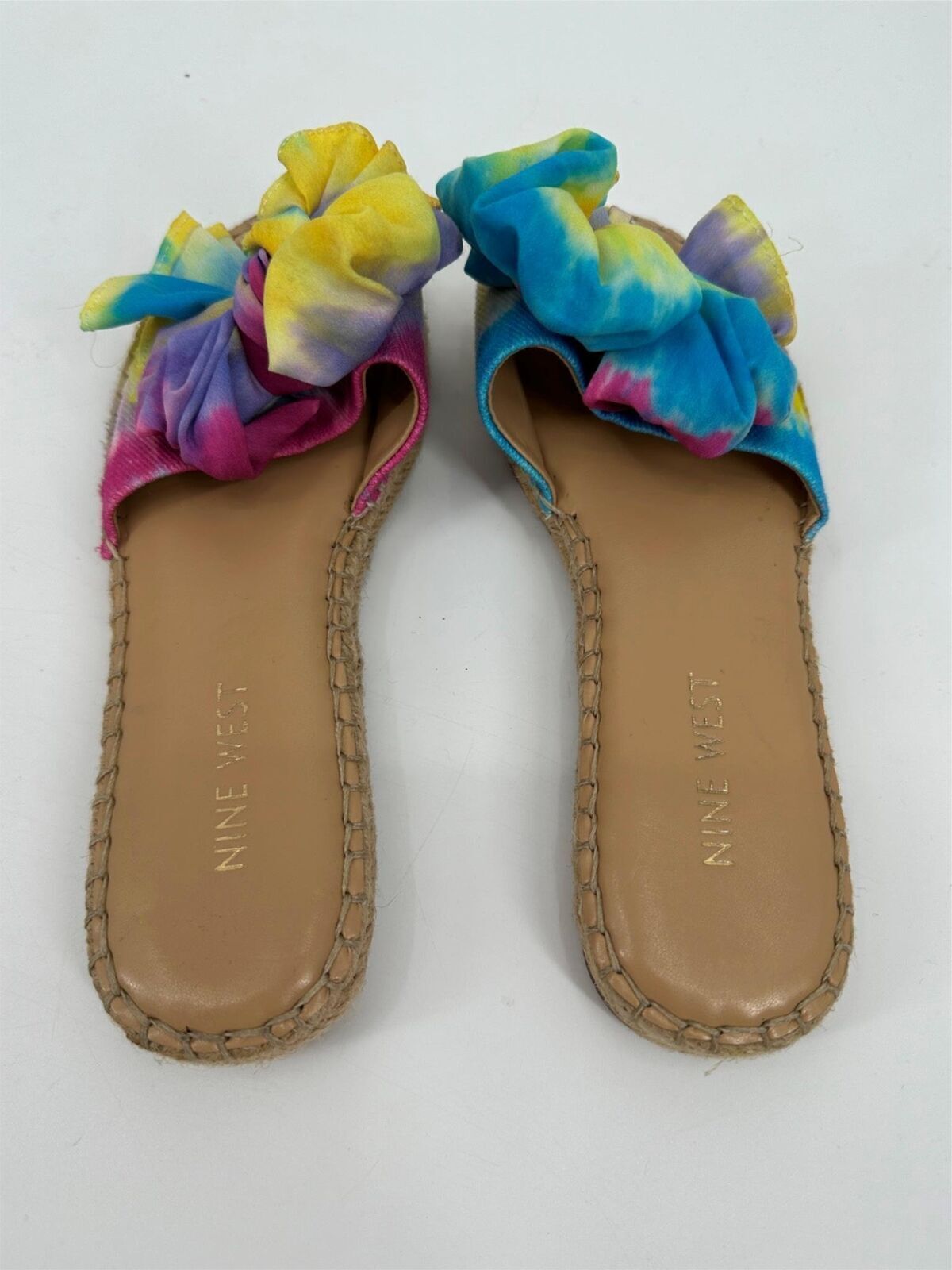 Nine West Sandals Tie Dye Satin Bow Espadrille Sz 5 NEW NWOB N22