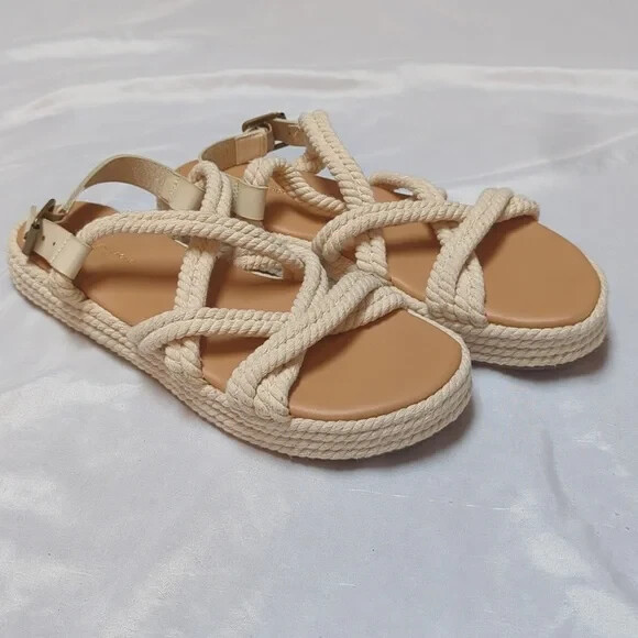 American Eagle Strappy Rope Platform Cream Coastal Cowgirl Vacation Sandals 9